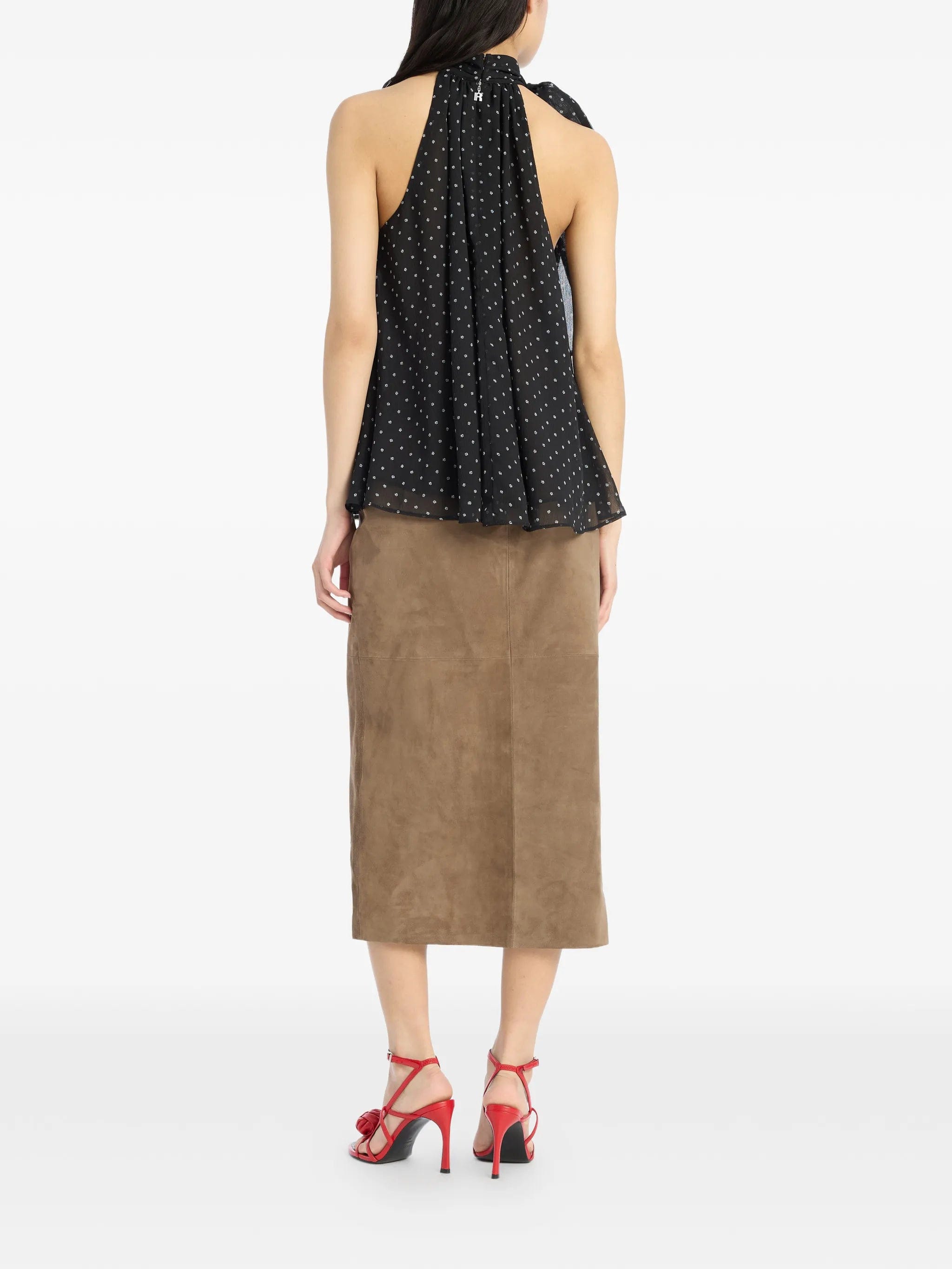 Rotate Birger Christensen slit suede midi skirt