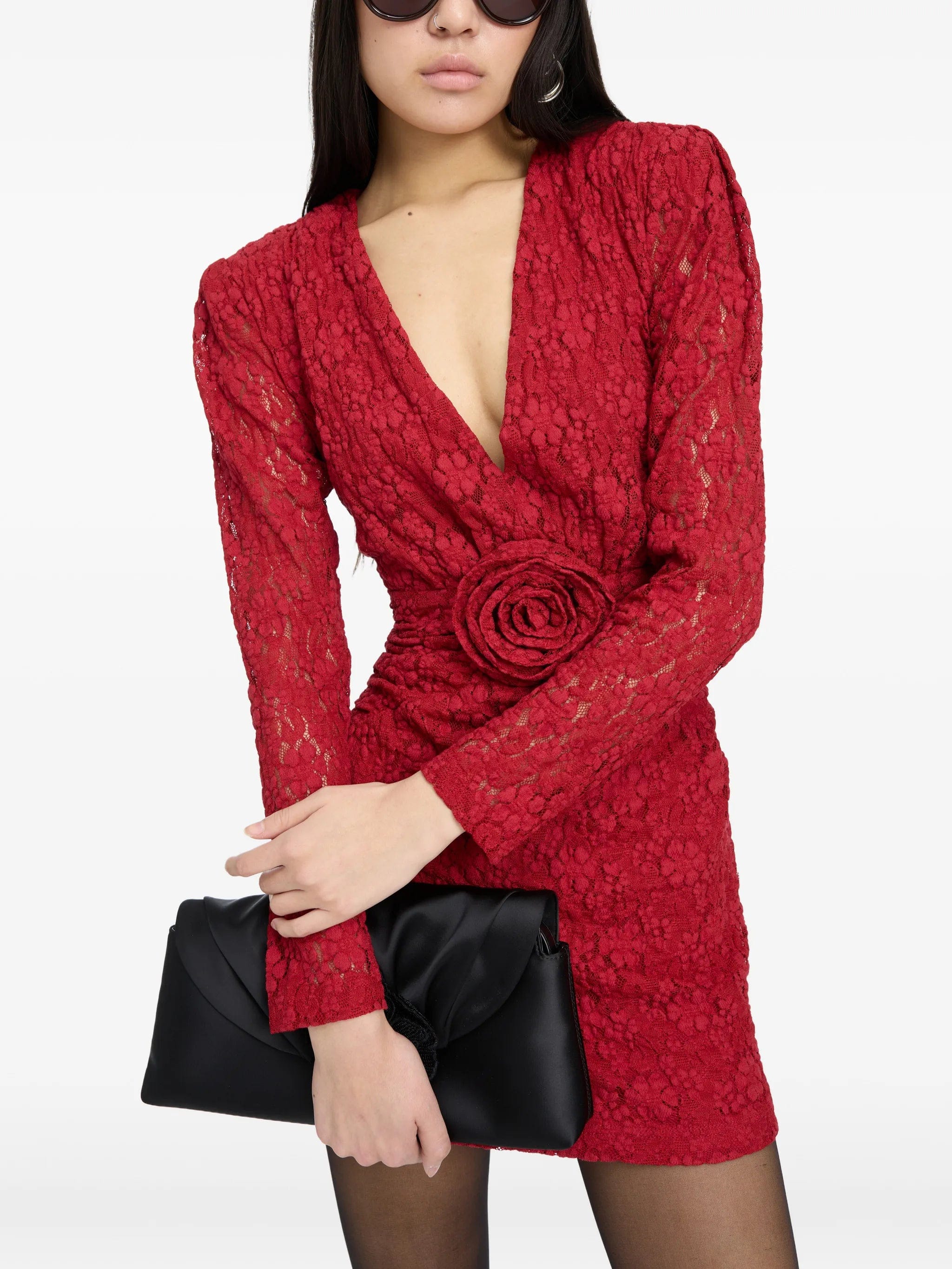Rotate Birger Christensen lace V - neck mini dress