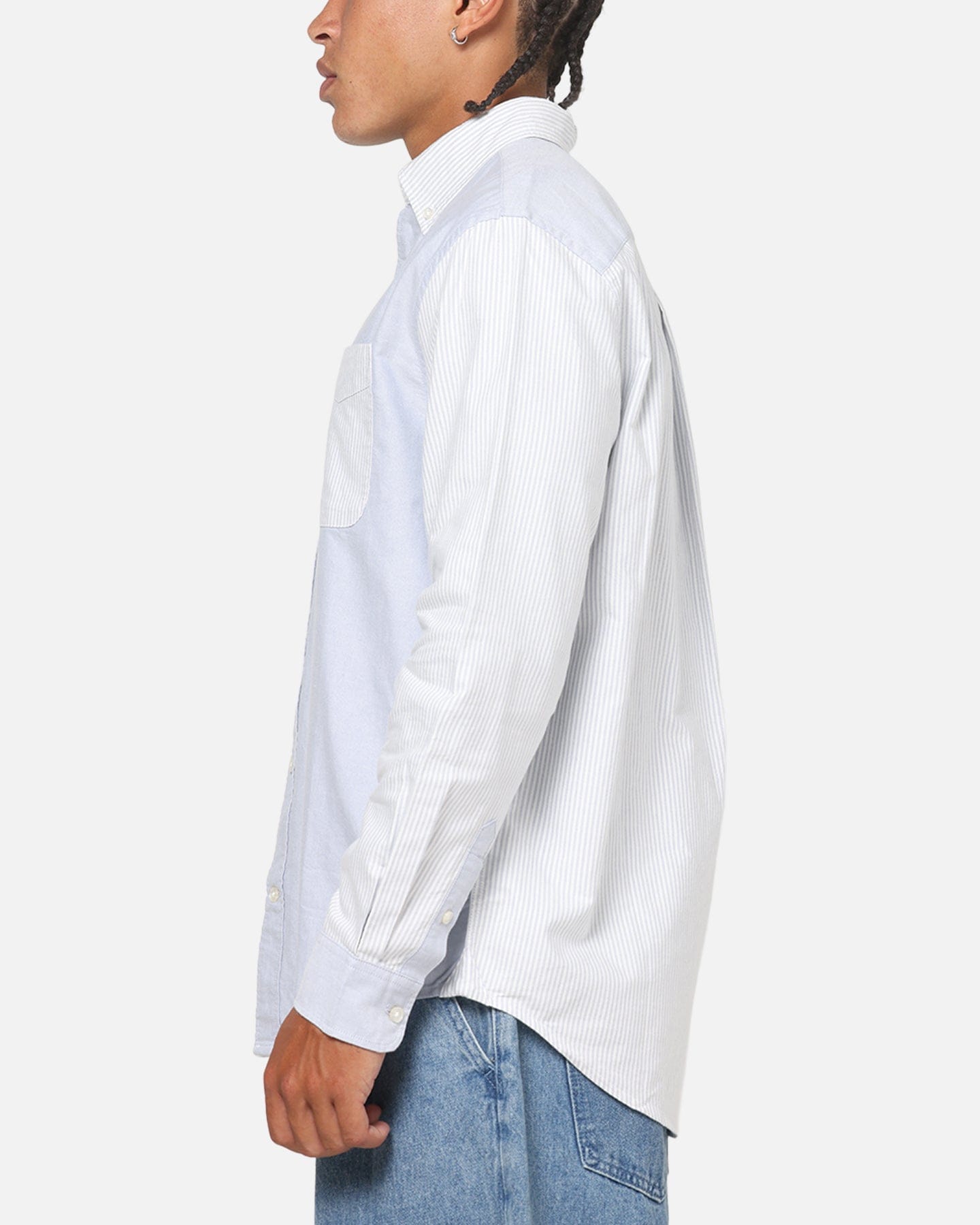 Tommy Jeans Relaxed Oxford Stripes Button Up Shirt Blue Pinstripe
