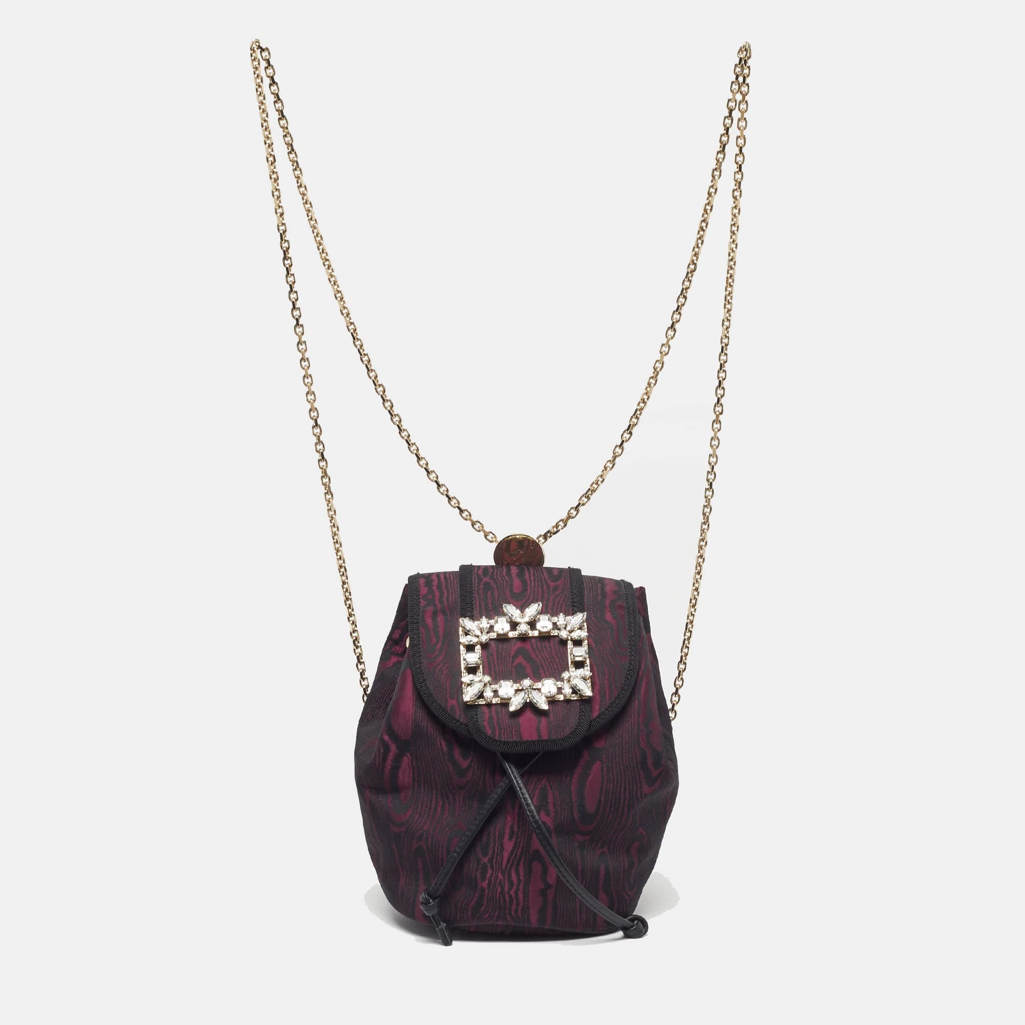 Roger Vivier Broche Mini Purple/black Fabric Drawstring Backpack