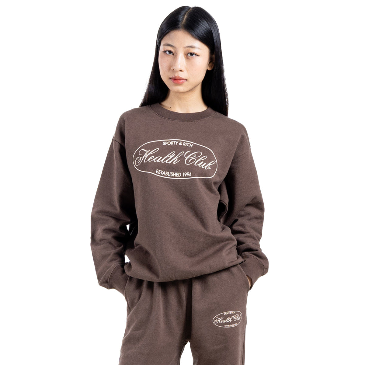 Sporty & RICH Oval Health Sweatshirt Chocolate