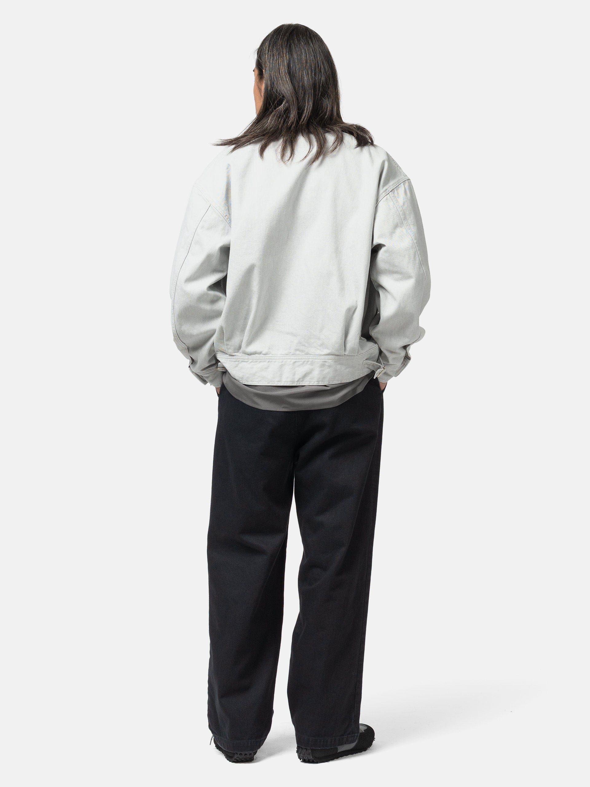 YOKE Cotton Denim Stand Collar Blouson Grayish White