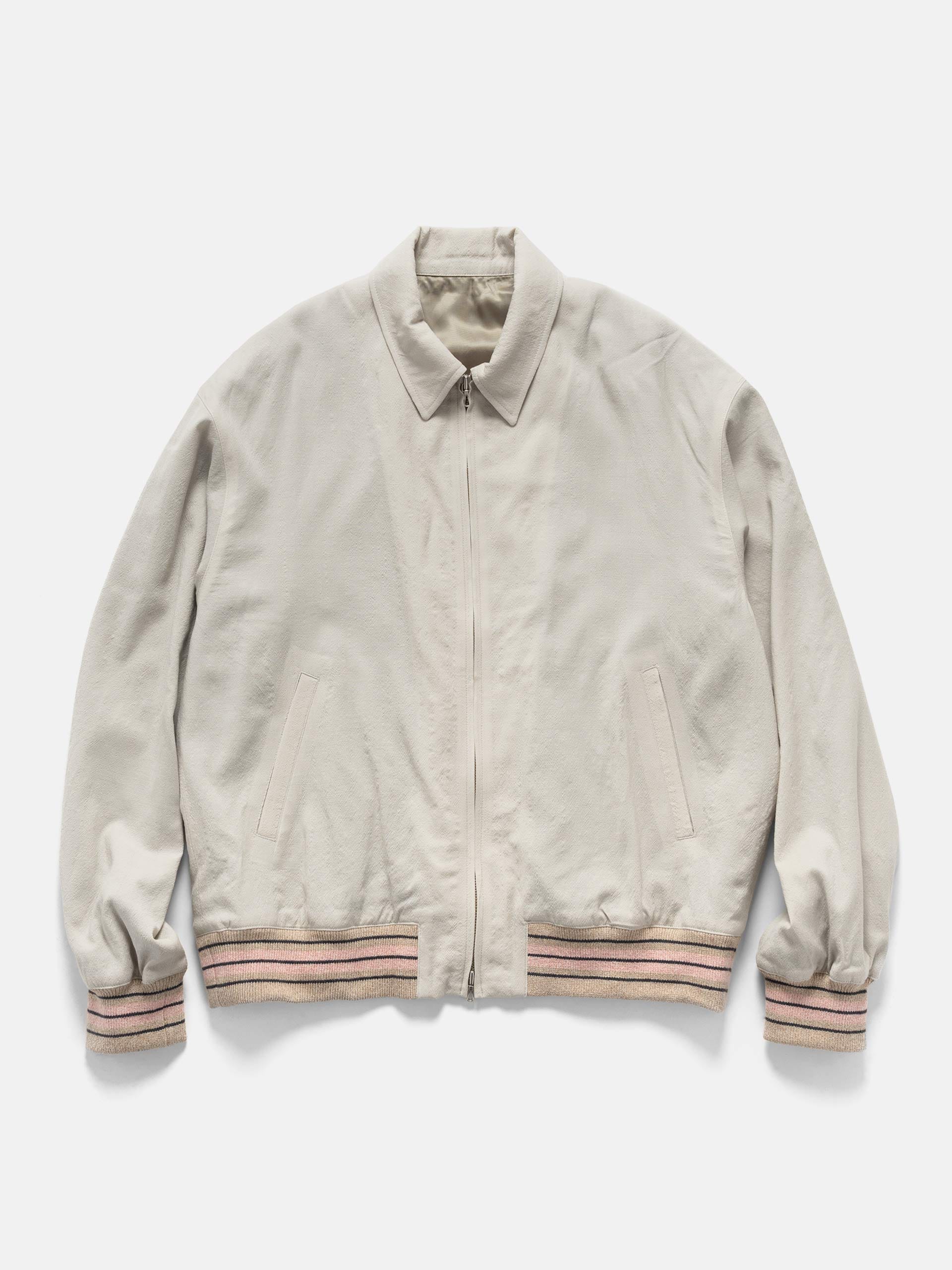 URU Wool Rayon Silk Zip Up Blouson L. Beige