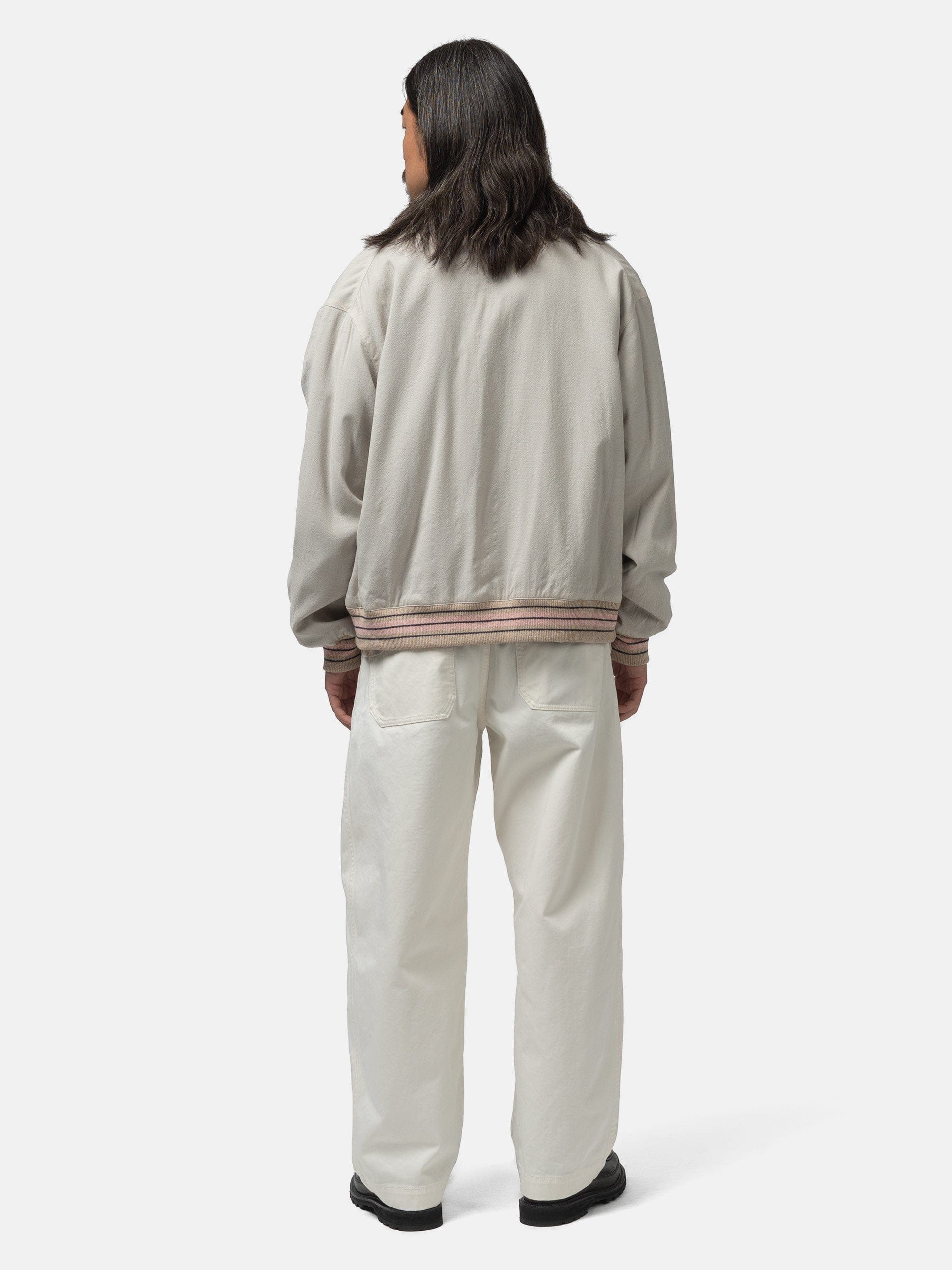URU Wool Rayon Silk Zip Up Blouson L. Beige