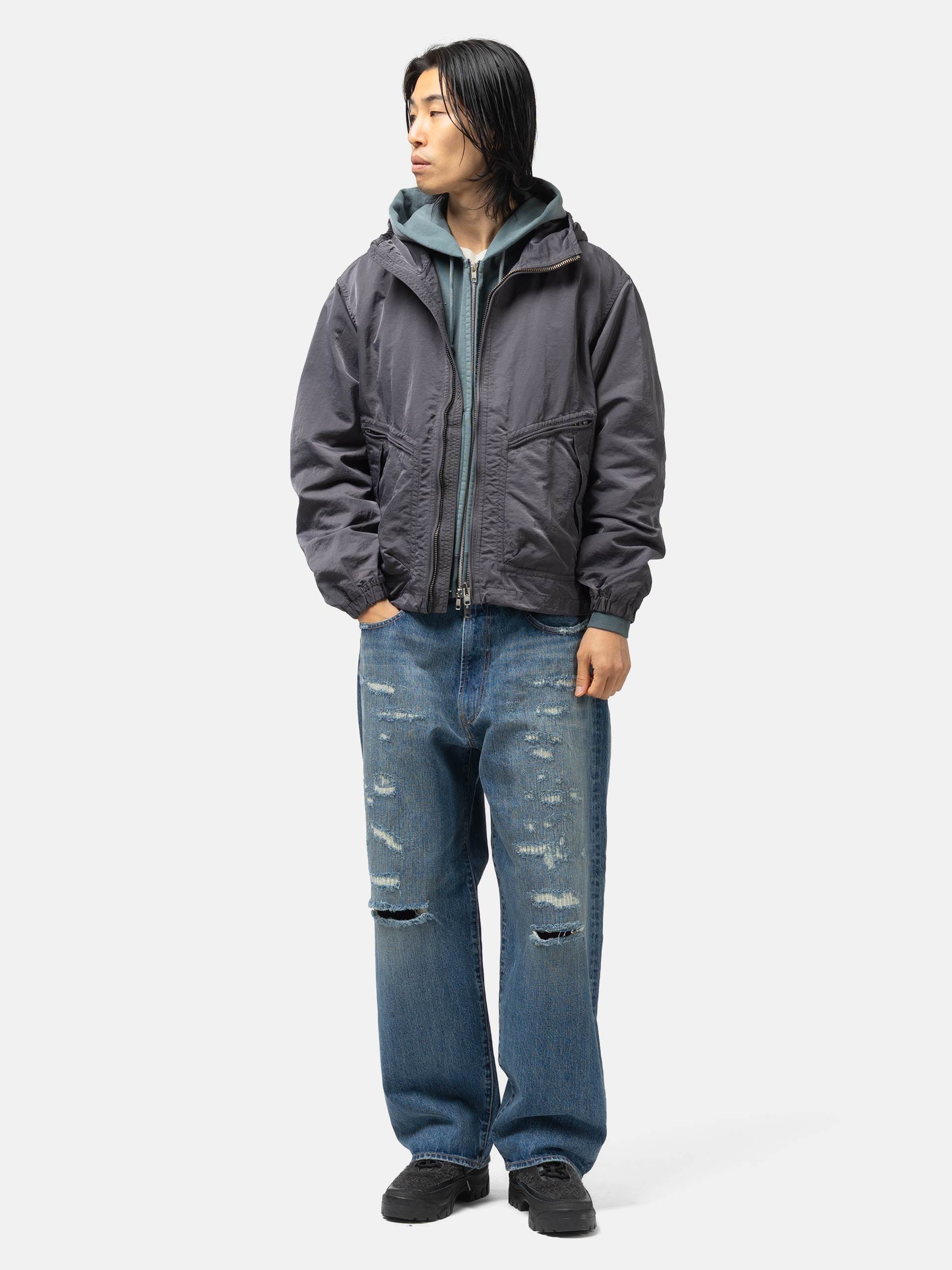 BEAMS Garment Dye Hooded Blouson Black