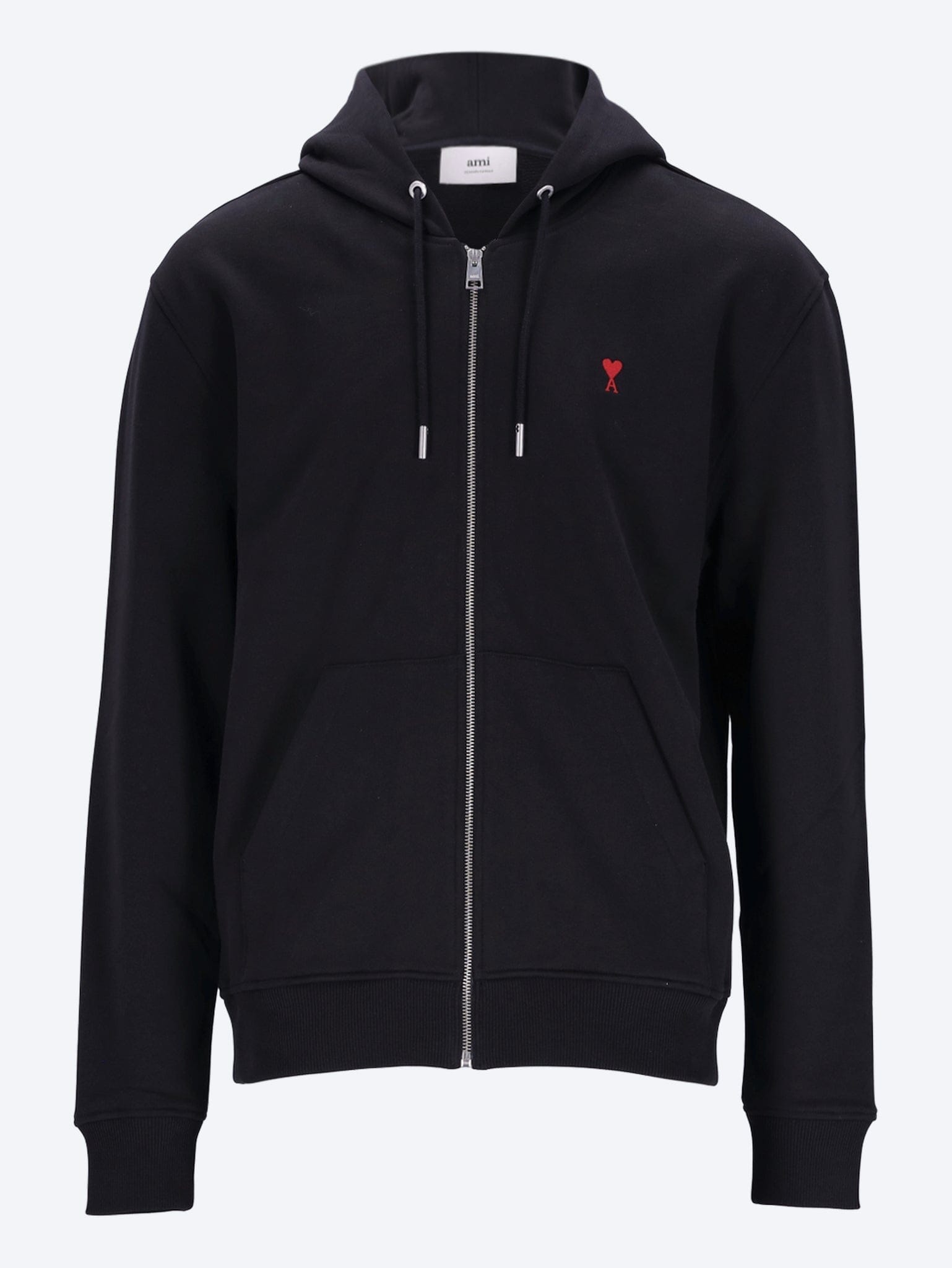 AMI Zipped hoodie with red ami de coeur