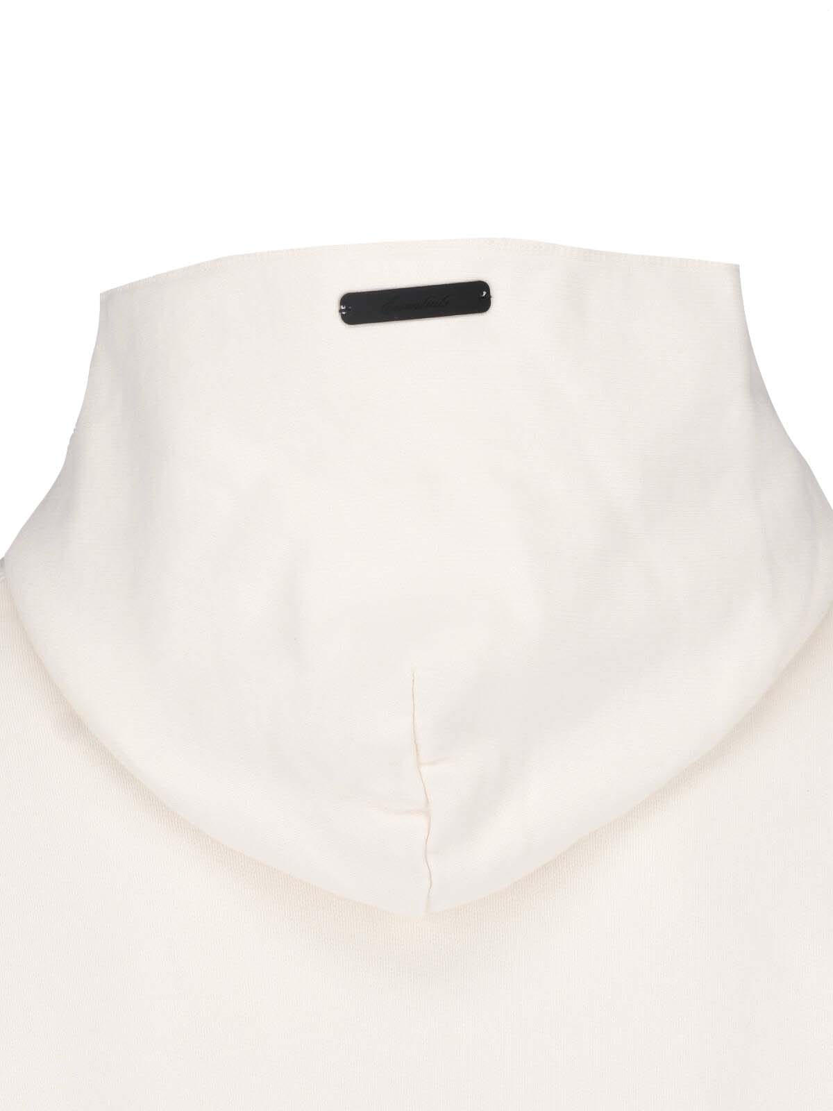 White Cotton 90s Contrast Logo Hoodie