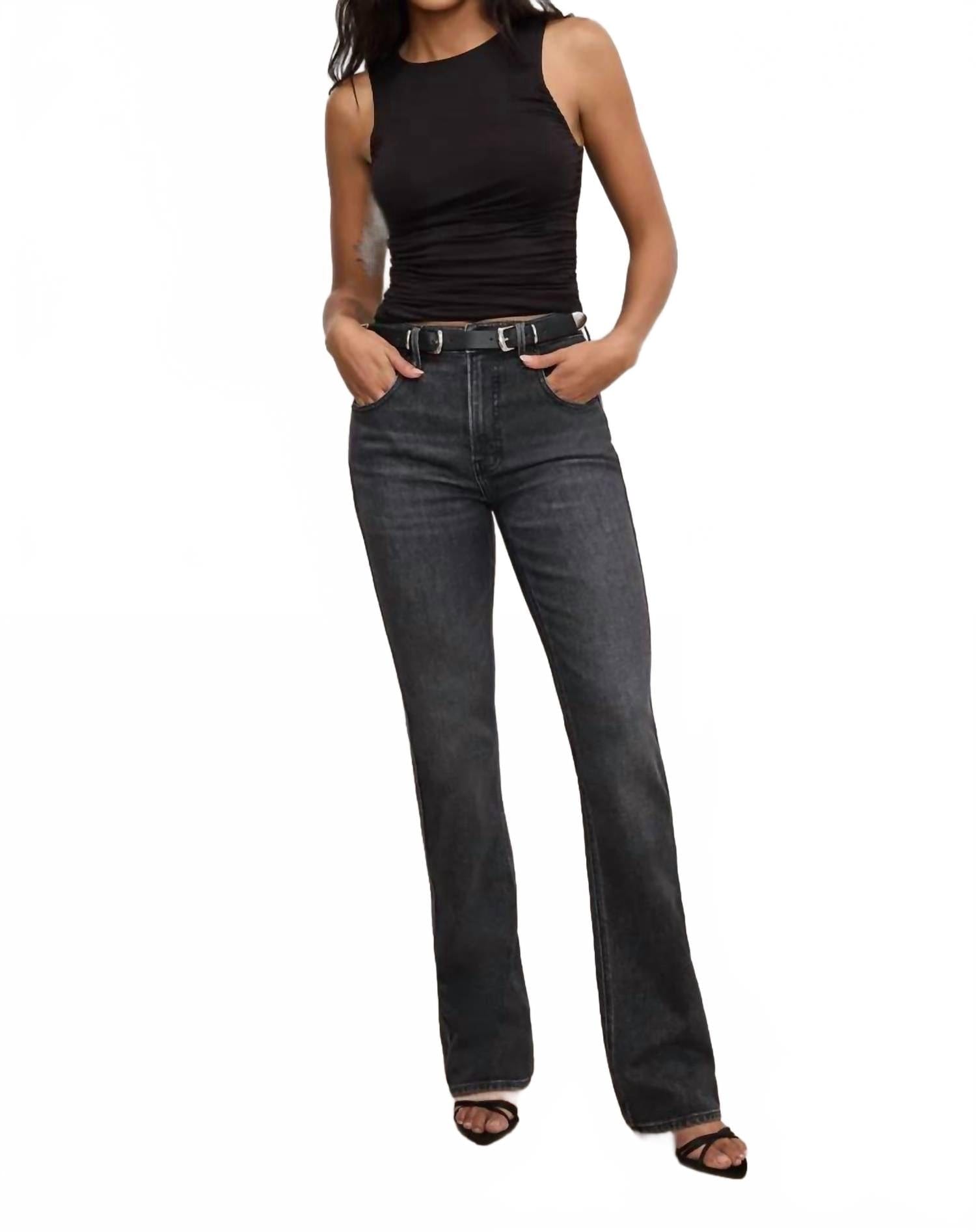 Grace Stretch Jersey Ruched Tank Top In Black