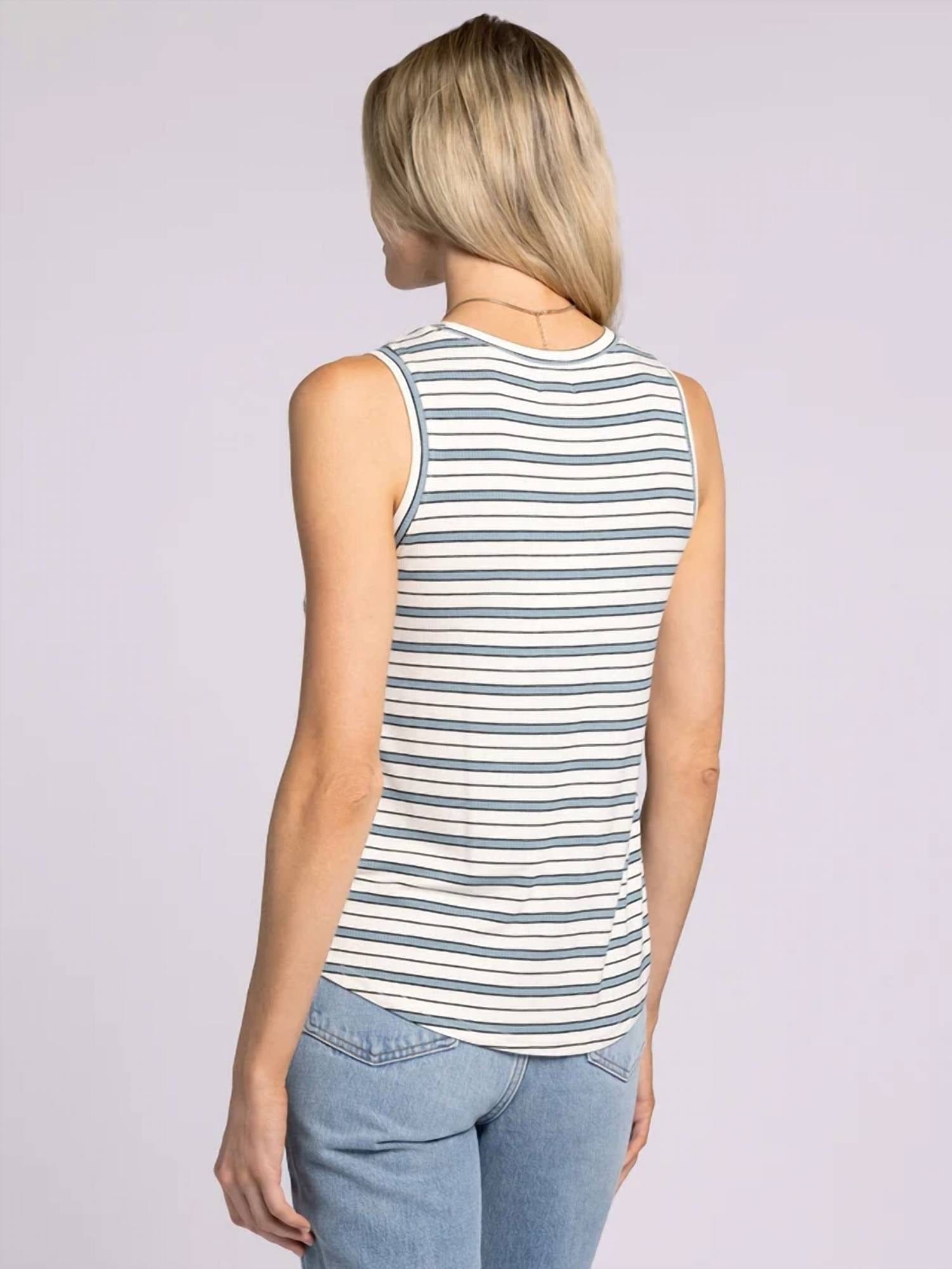 WHITE* Euclid Tank Top In White Sky Blue Stripe