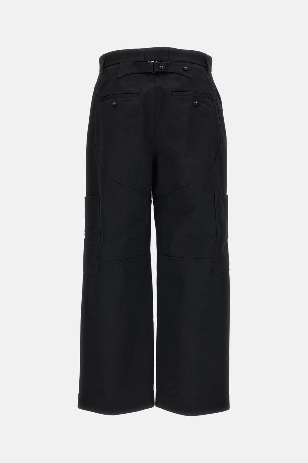 Thom Browne PANTALONI CHAP A GAMBA LARGA IN TWILL DI COTONE