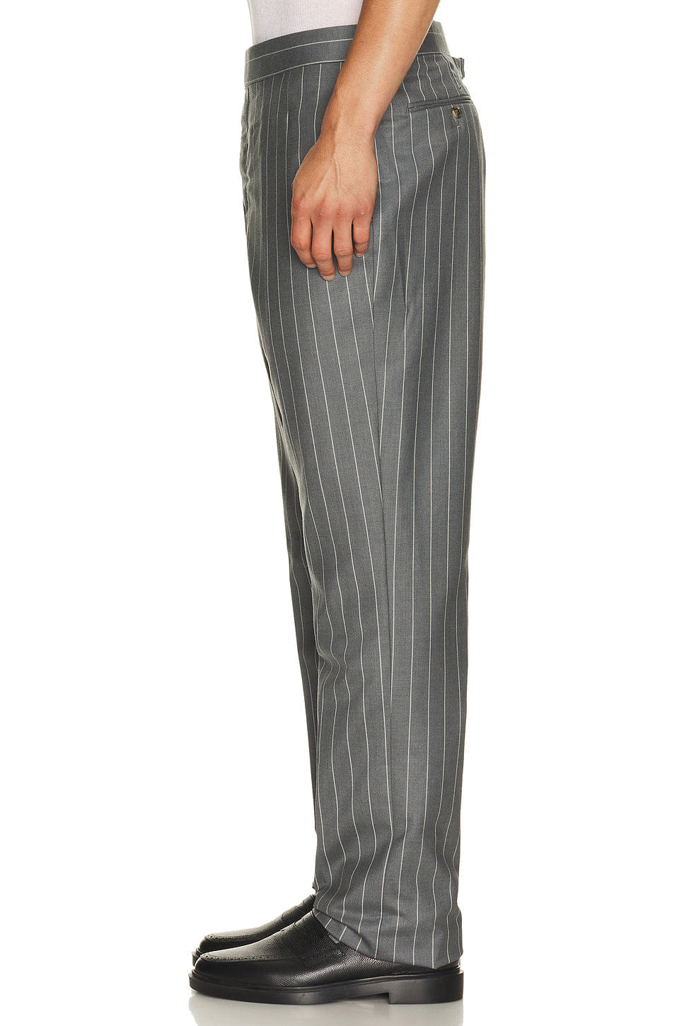 Thom Browne Fit 1 Backstrap Wool Flannel Chalk Stripe Trouser