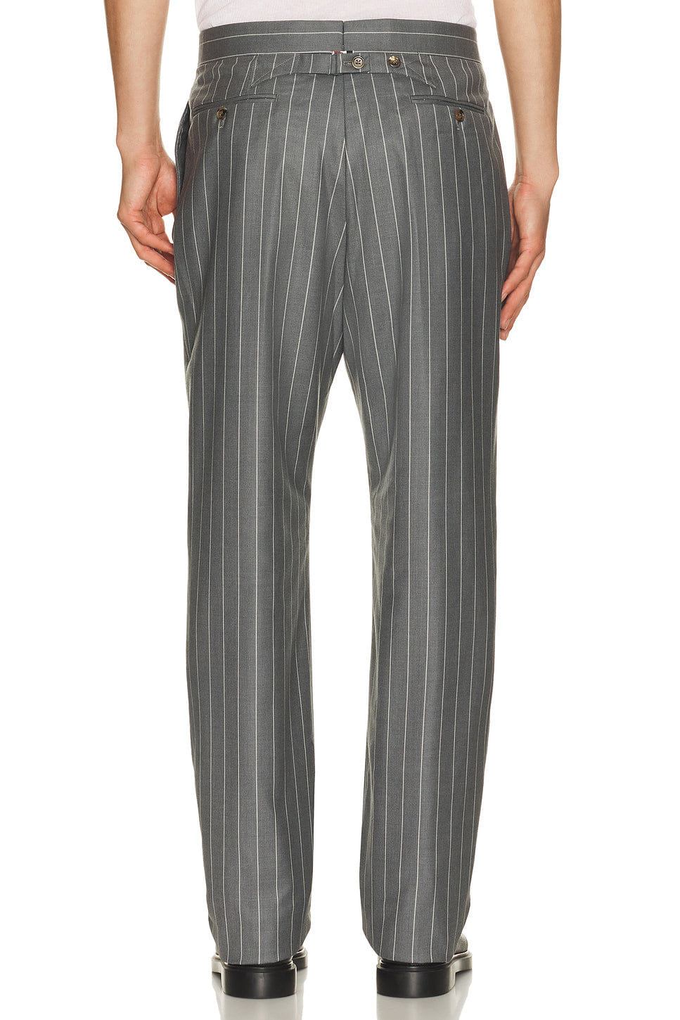 Thom Browne Fit 1 Backstrap Wool Flannel Chalk Stripe Trouser