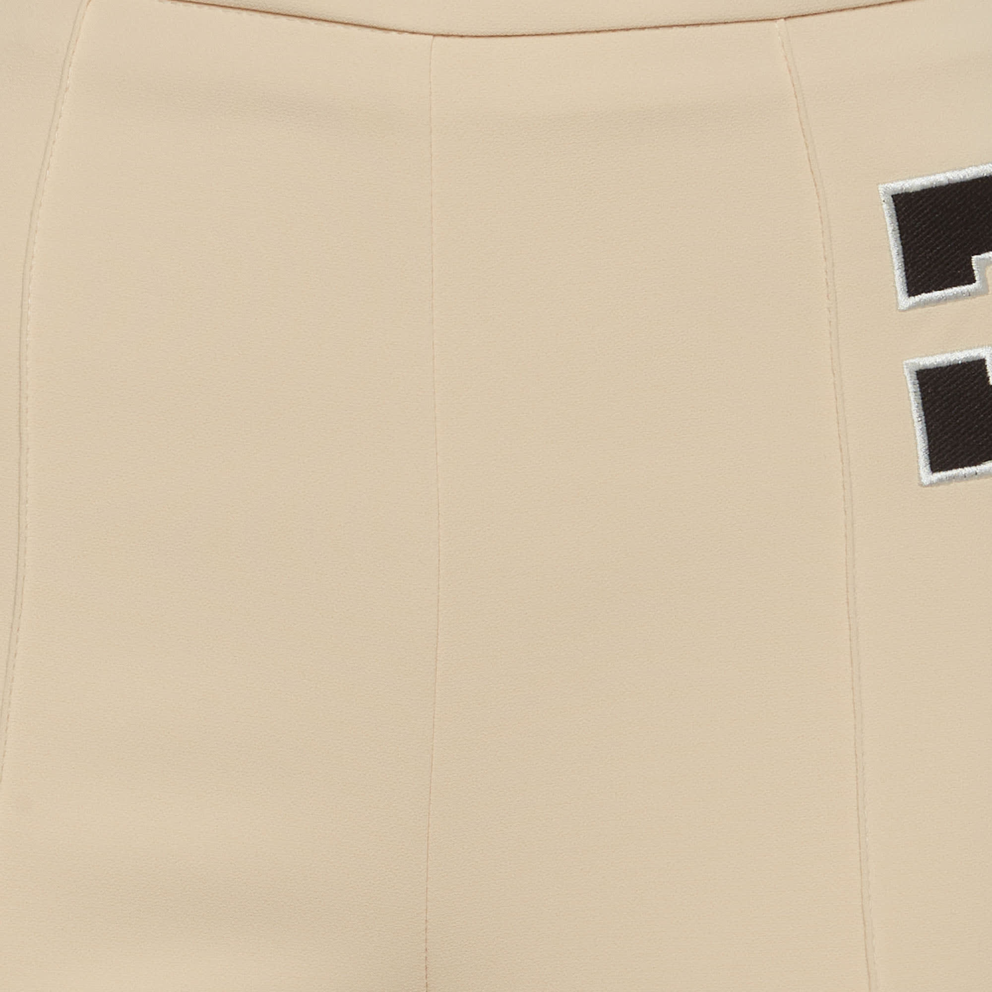 Elisabetta Franchi Beige Stretch Crepe Logo Detail Trousers