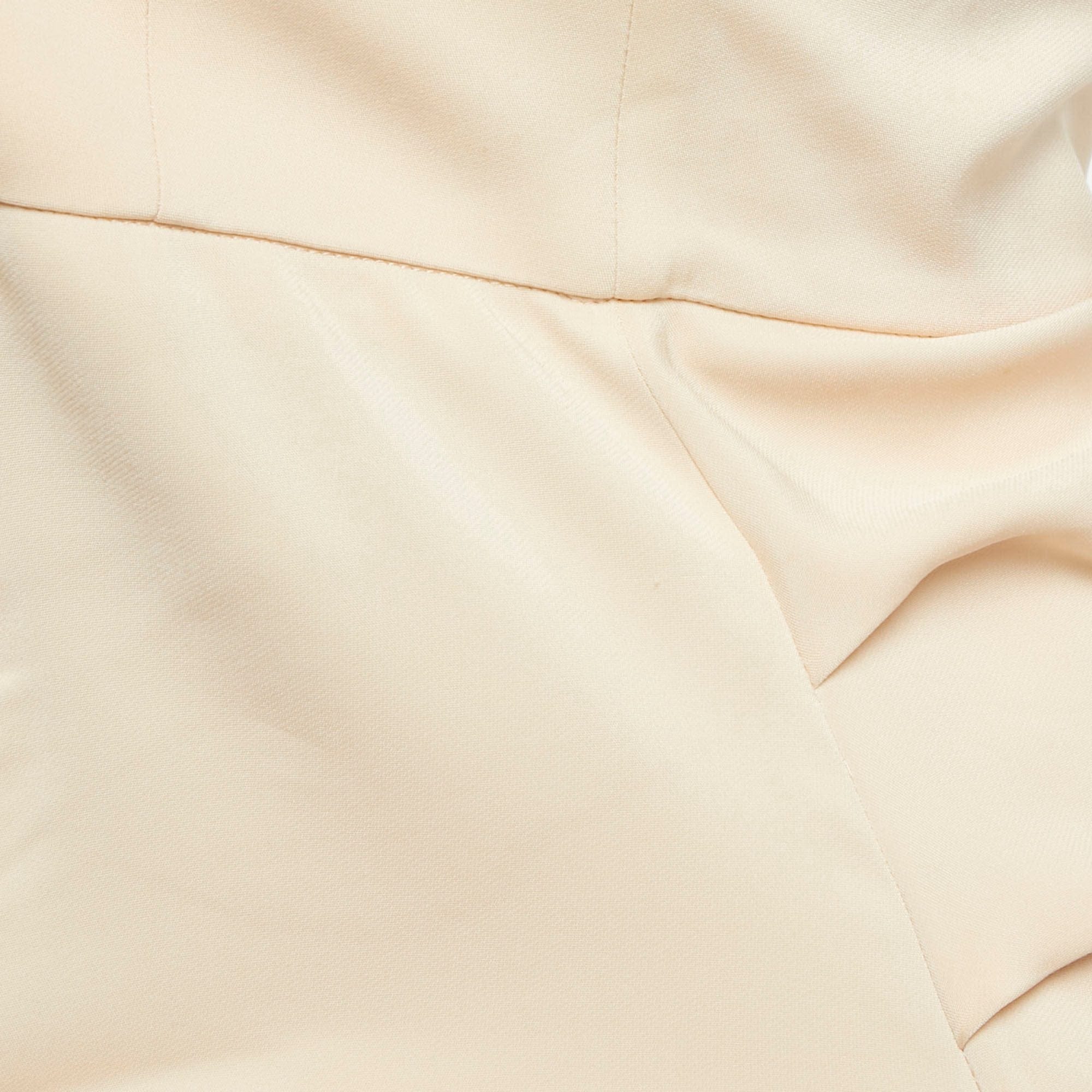 Elisabetta Franchi Beige Stretch Crepe Strapless Maxi Dress