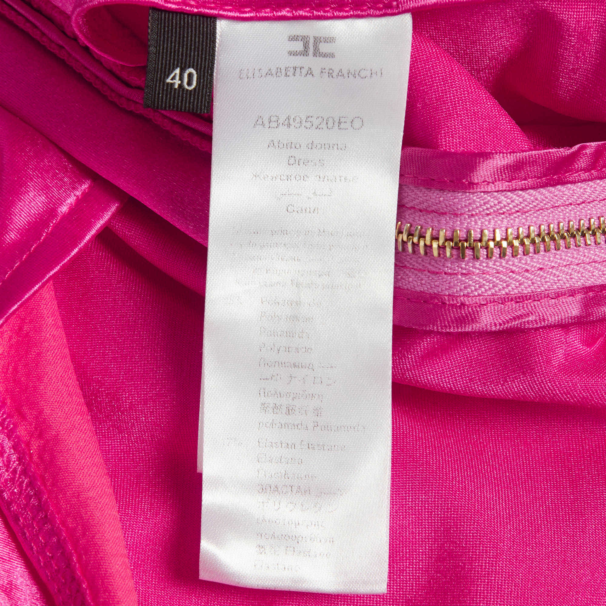 Elisabetta Franchi Pink Satin Draped Cut Out Maxi Dress