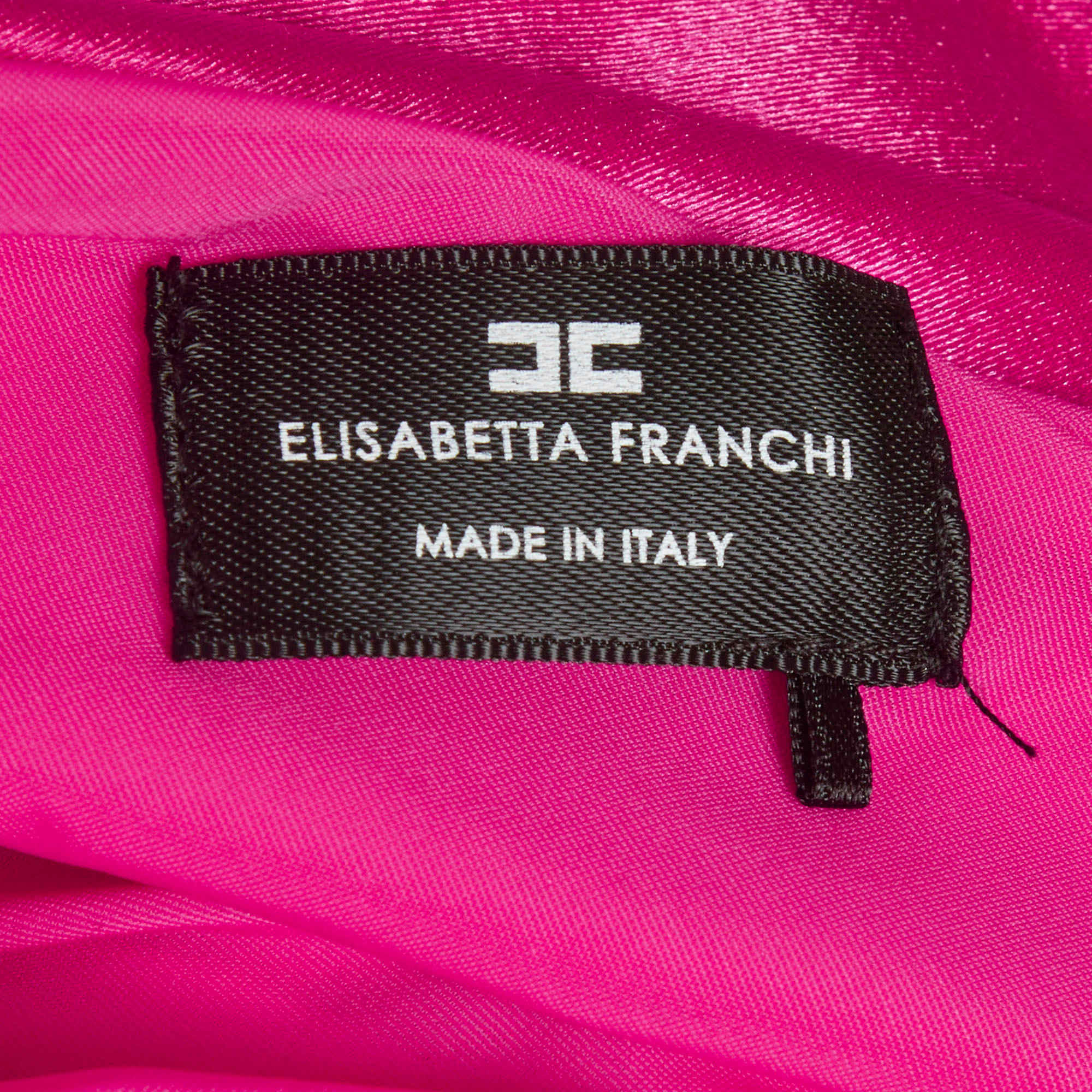 Elisabetta Franchi Pink Satin Draped Cut Out Maxi Dress