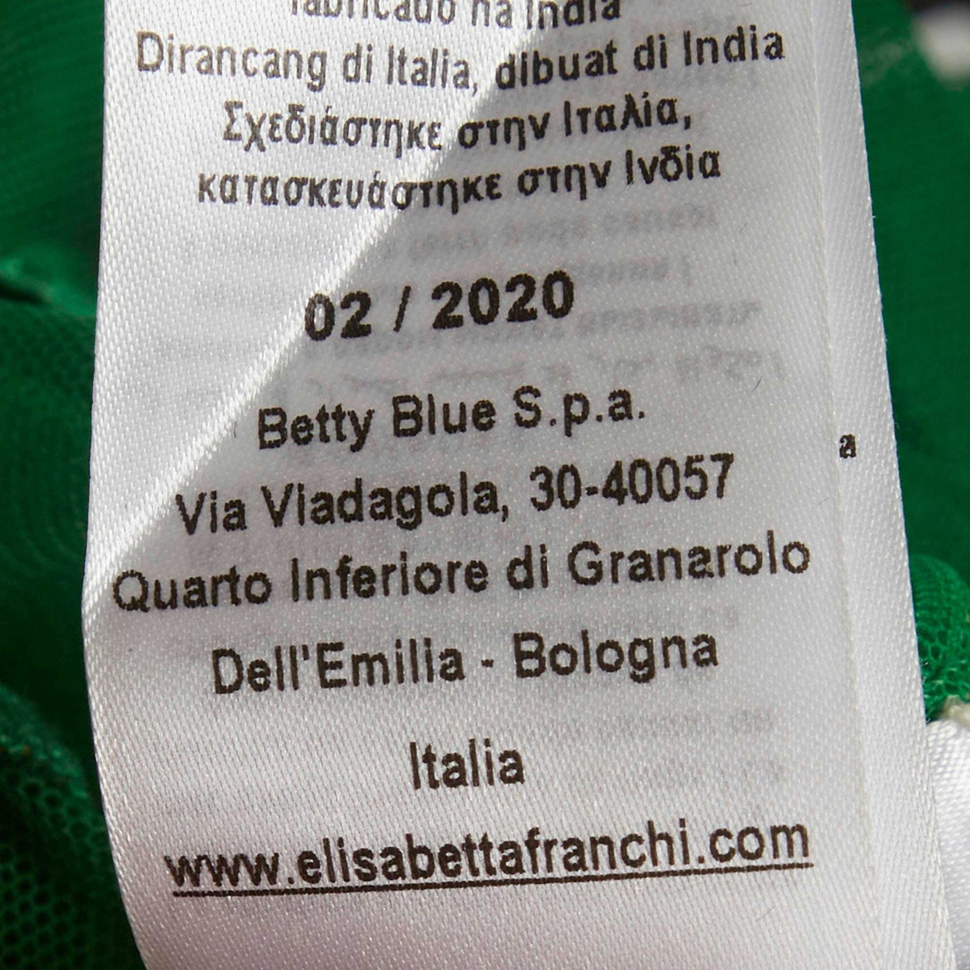 Elisabetta Franchi Green Sequin Tulle Sleeveless Bodysuit