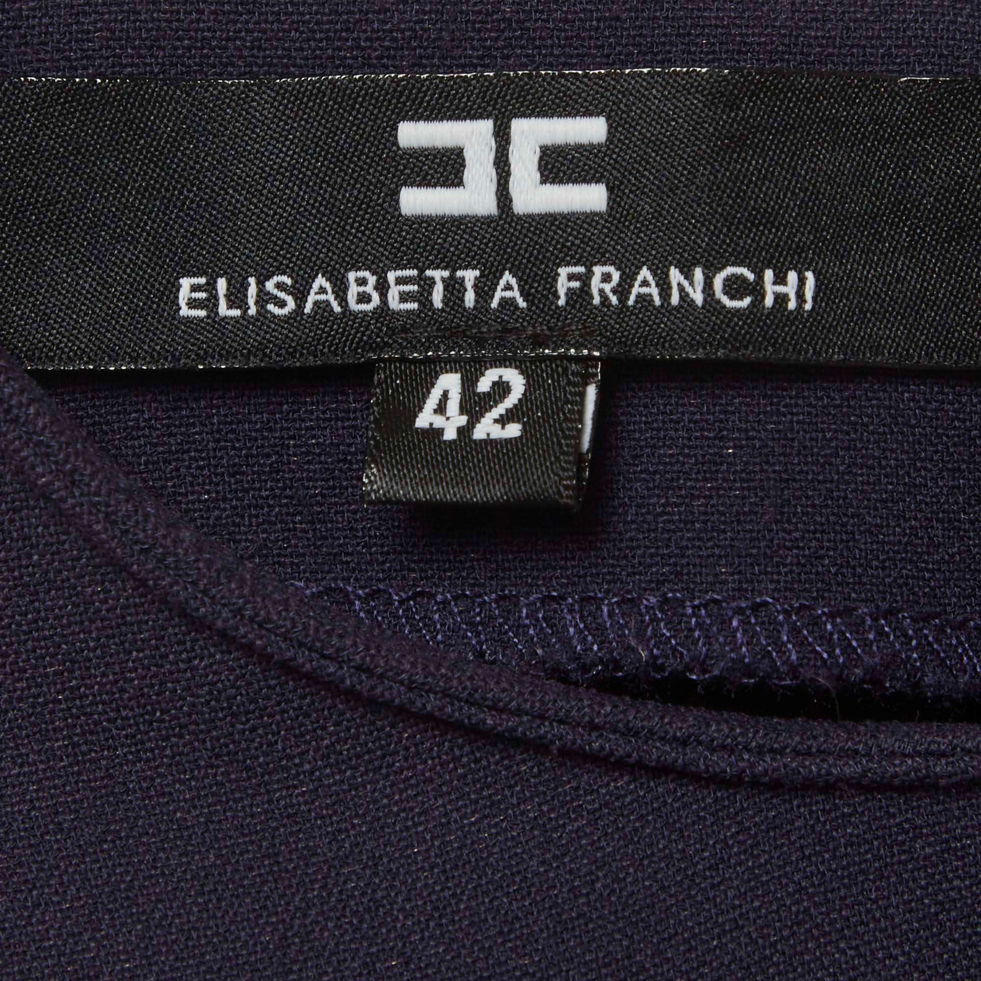Elisabetta Franchi Blue Crepe Flounce Mini Dress