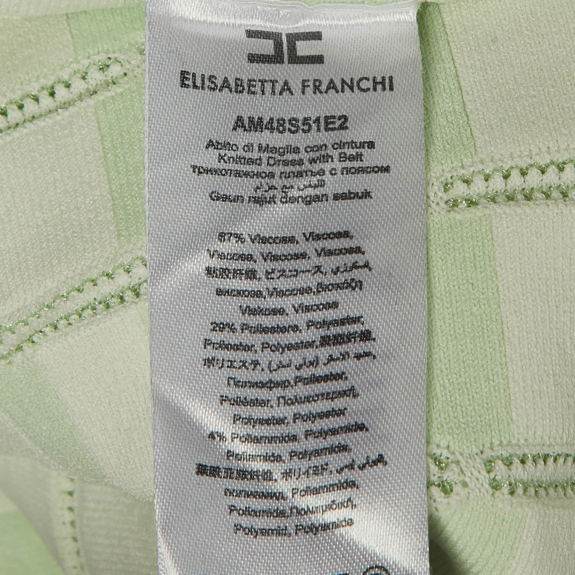 Elisabetta Franchi Green Knit Ruffled Mini Dress