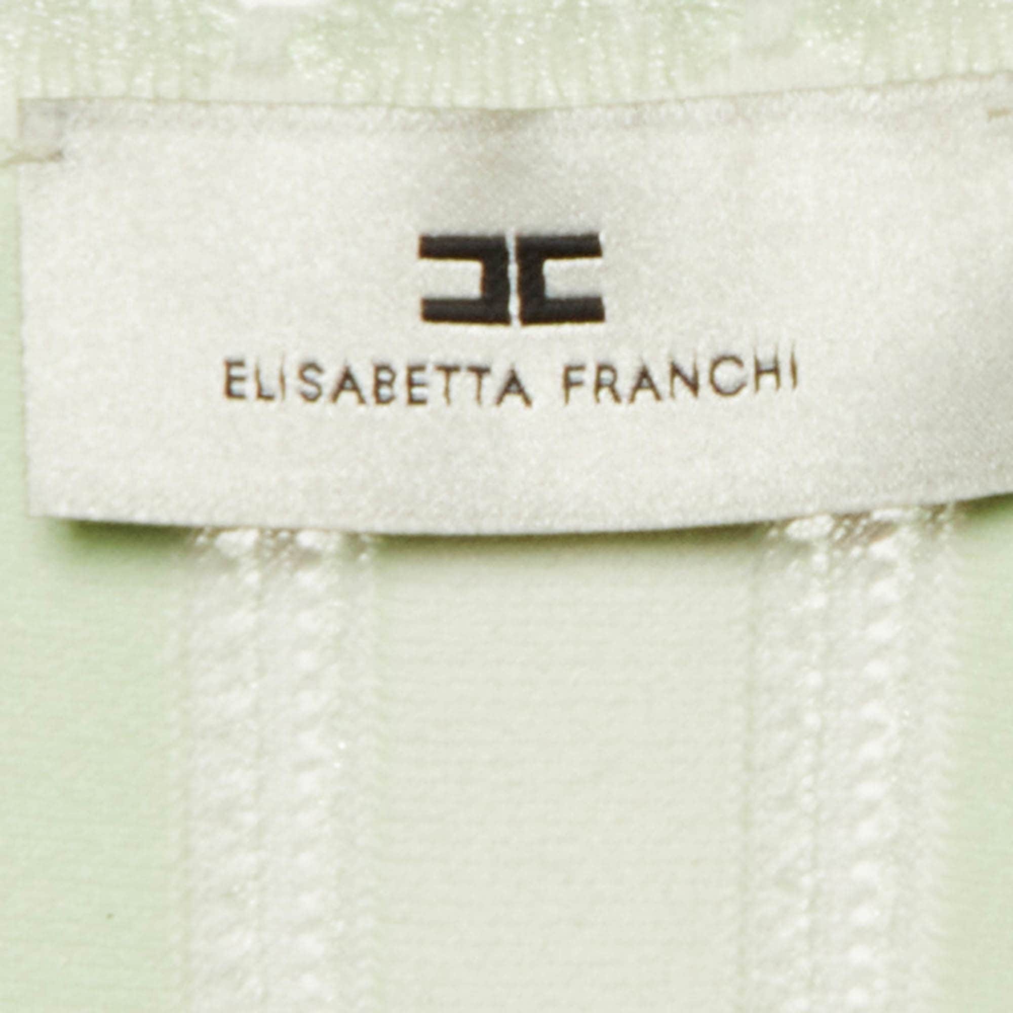 Elisabetta Franchi Green Knit Ruffled Mini Dress