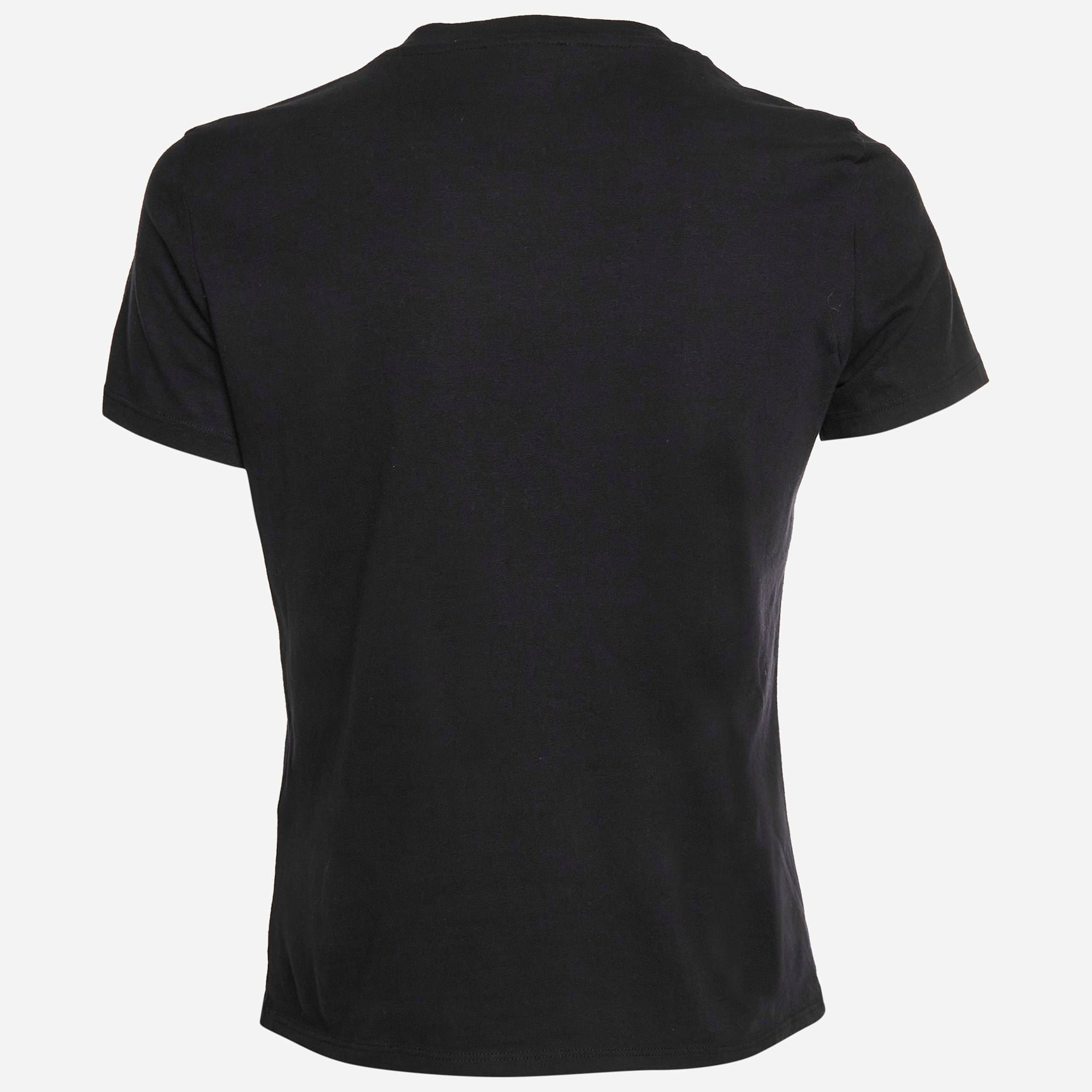 Elisabetta Franchi Black Cotton Knit Chain Detail T - Shirt