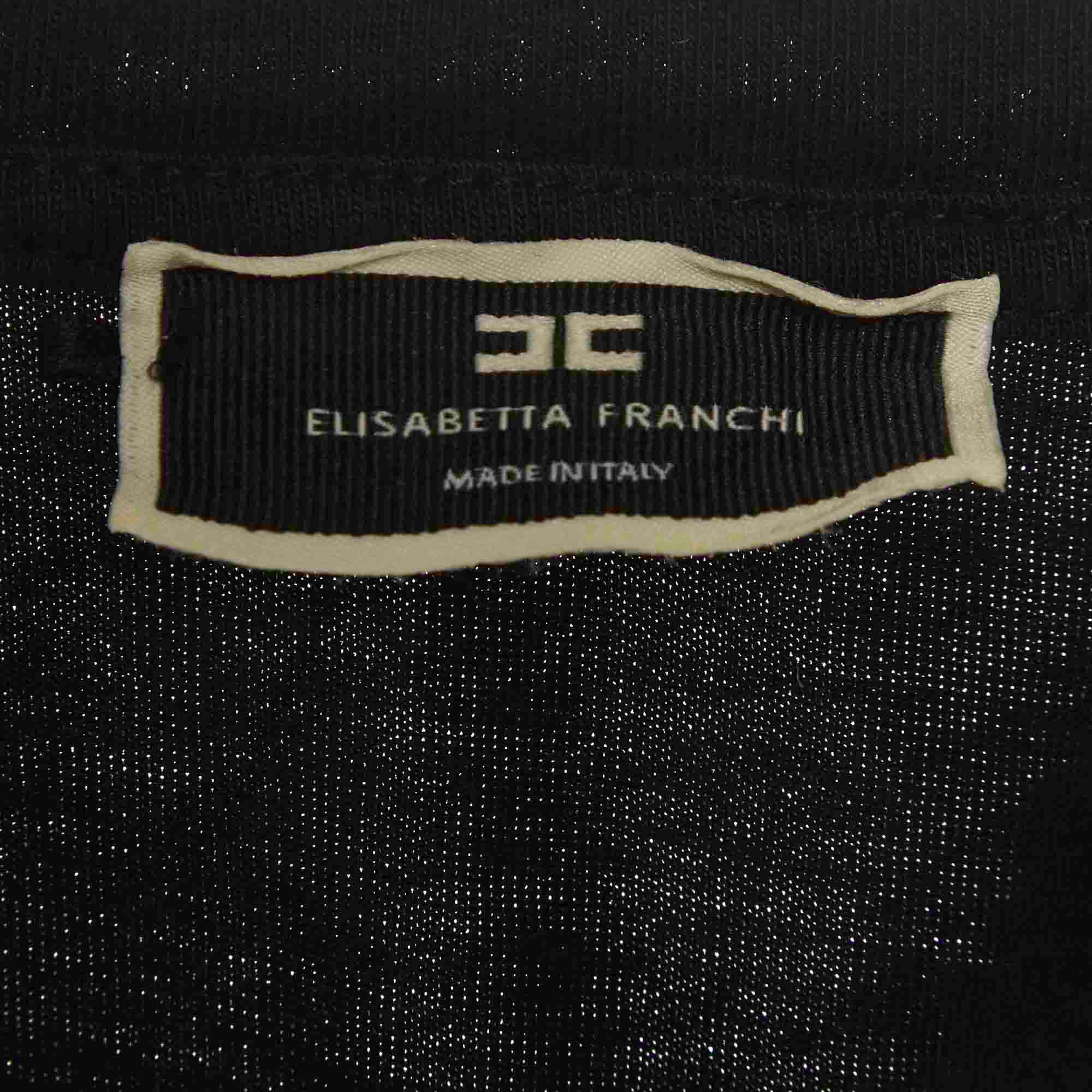 Elisabetta Franchi Black Cotton Knit Chain Detail T - Shirt