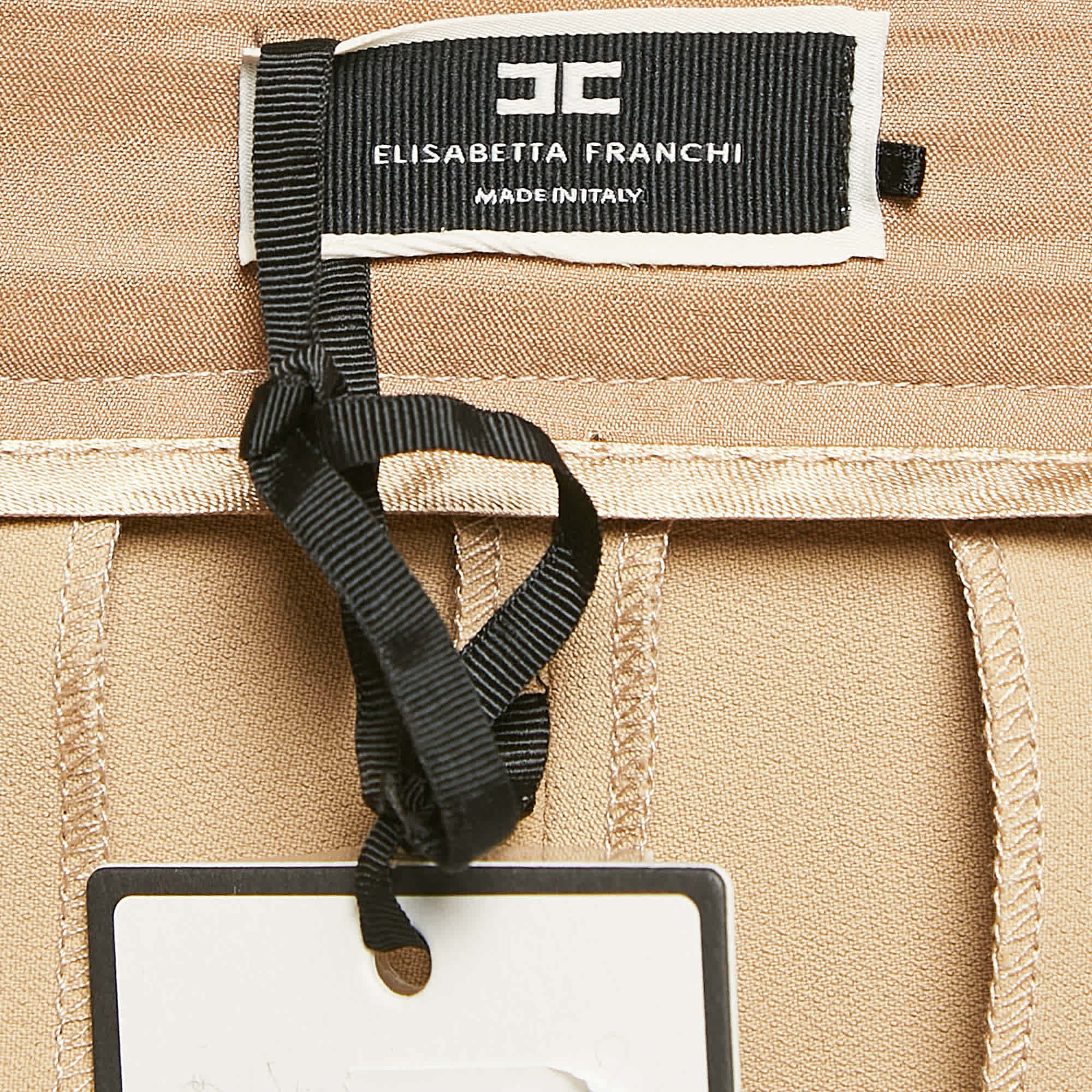 Elisabetta Franchi Brown Crepe Button Detail Trousers