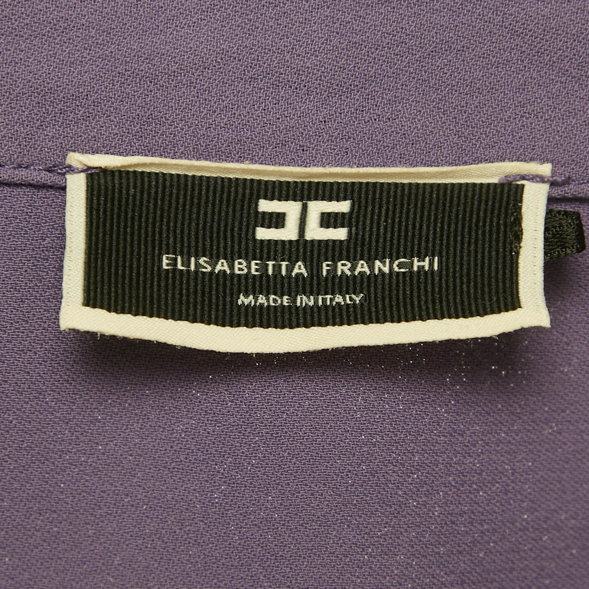 Elisabetta Franchi Purple Crepe Knot Detail Cropped Blouse