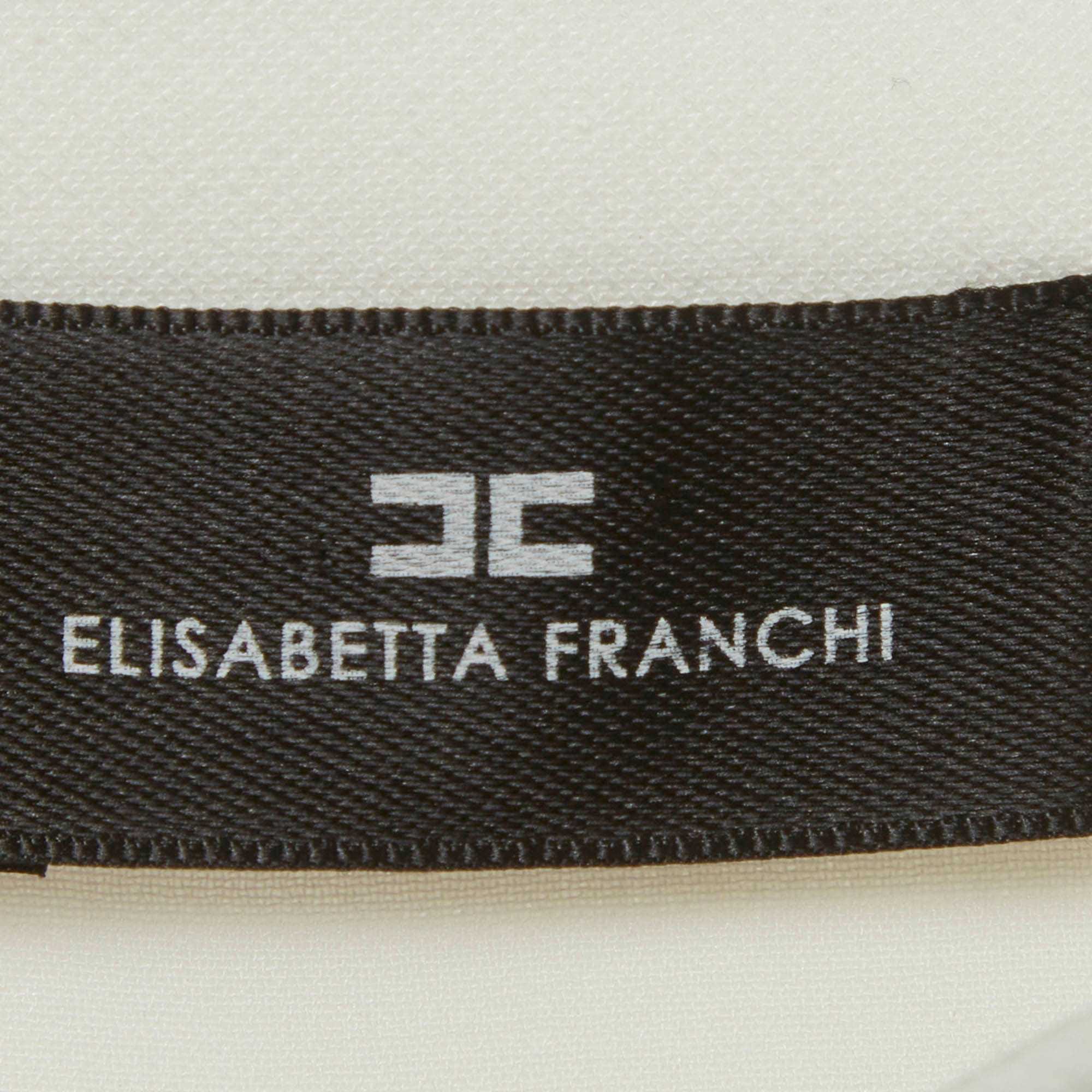 Elisabetta Franchi White Crepe Embellished Mini Skirt