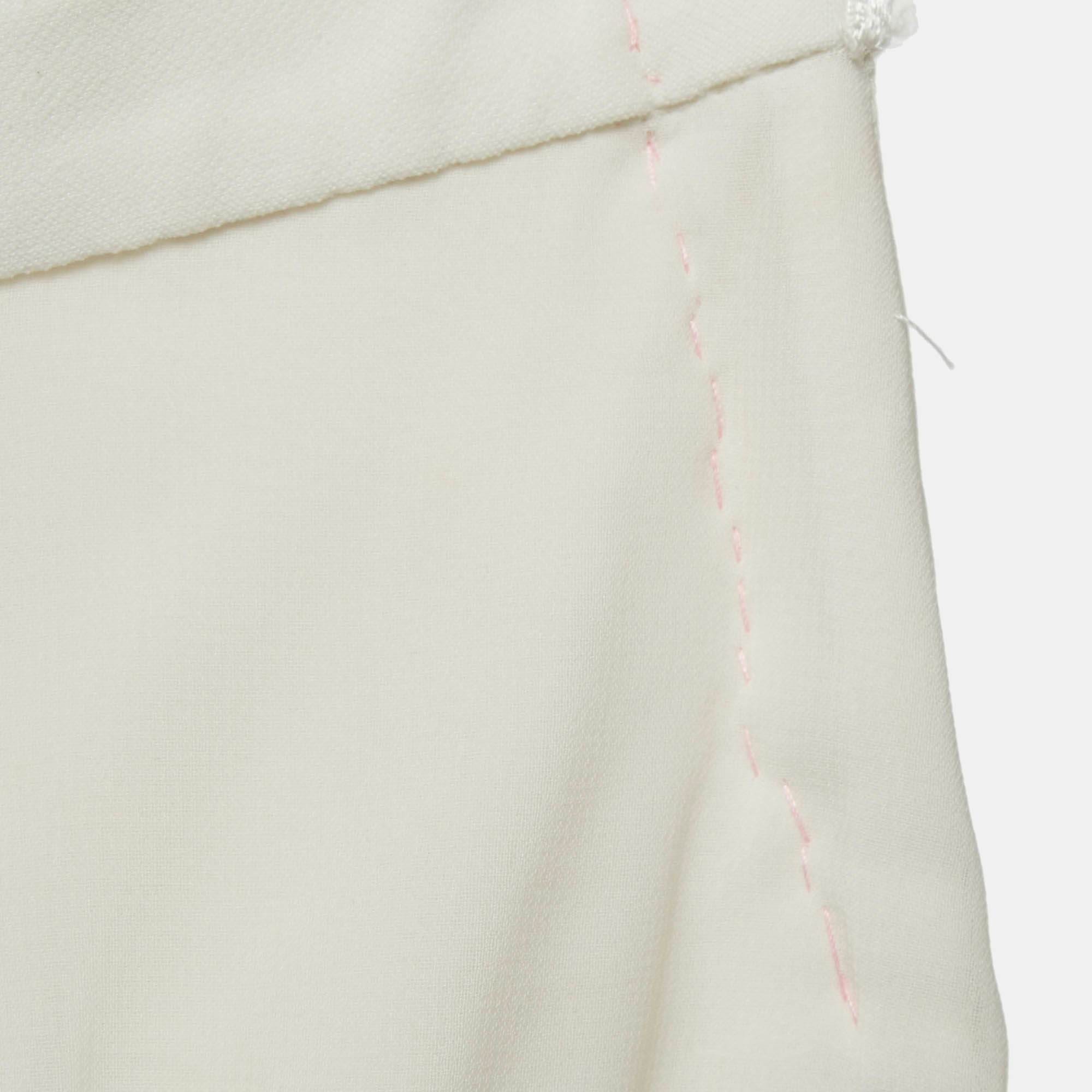 Elisabetta Franchi White Crepe Embellished Mini Skirt