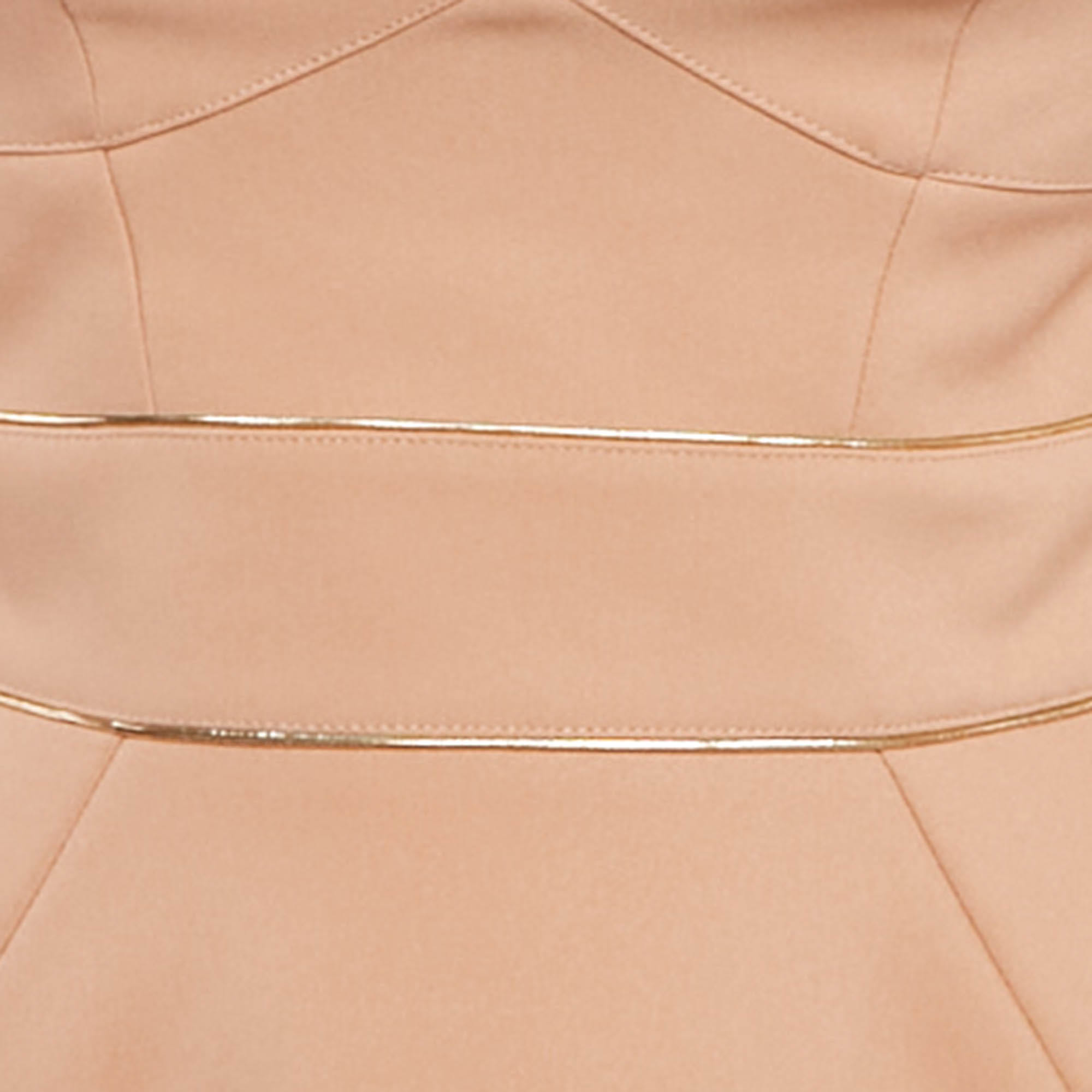 Elisabetta Franchi Salmon Pink Crepe Shoulder Padded Mini Dress
