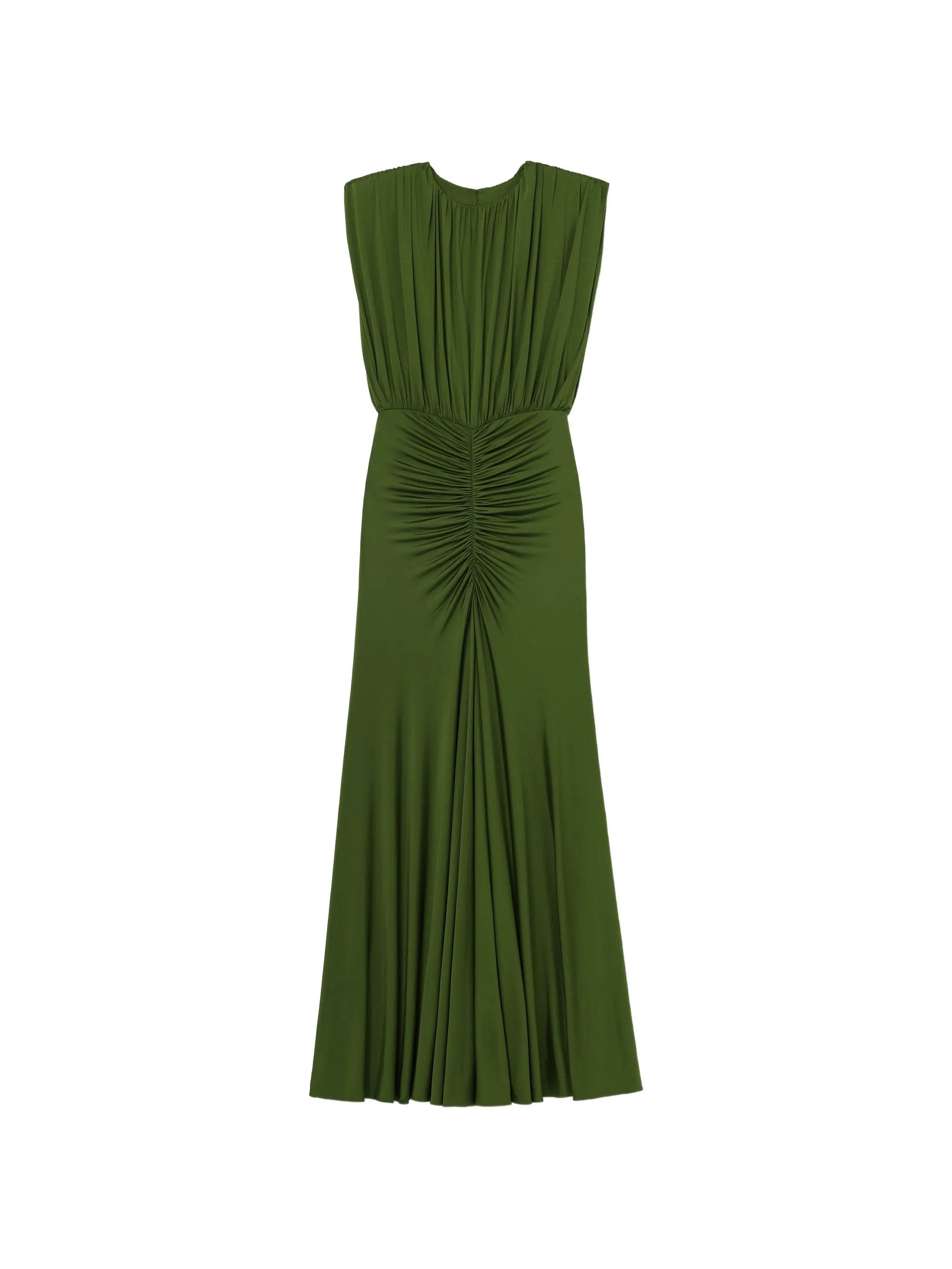 Self-Portrait olive jersey gathered maxi dress