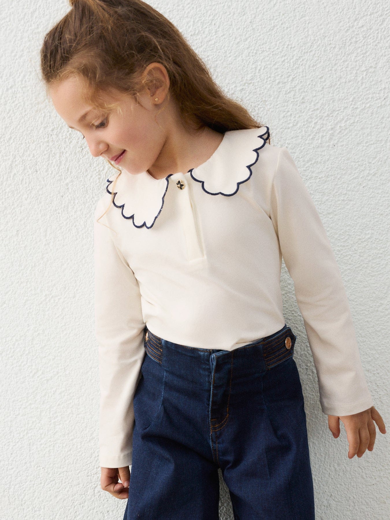 Mayoral Kids' Polo Top Cream