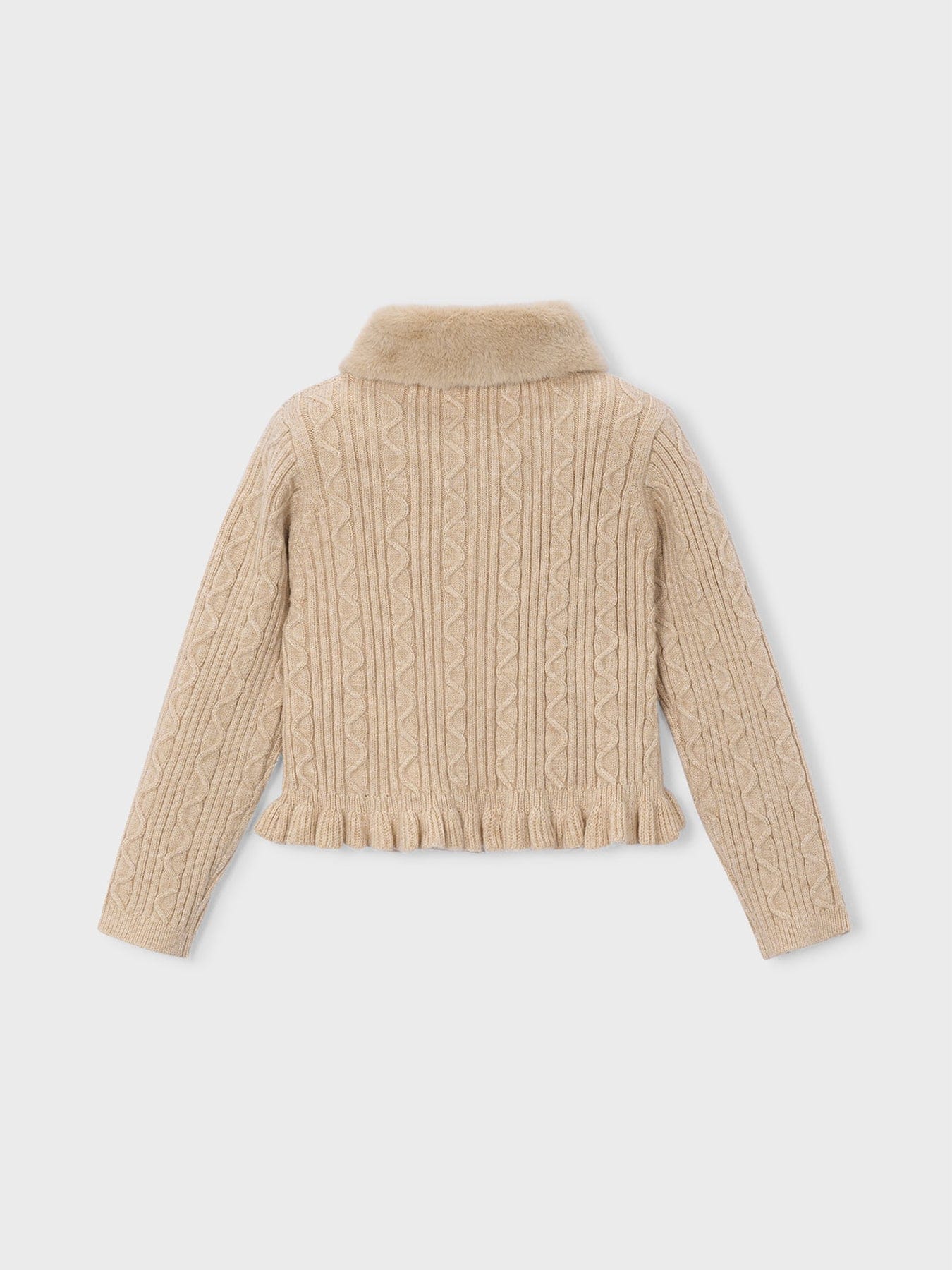 Mayoral Kids' Faux Fur Collar Cardigan