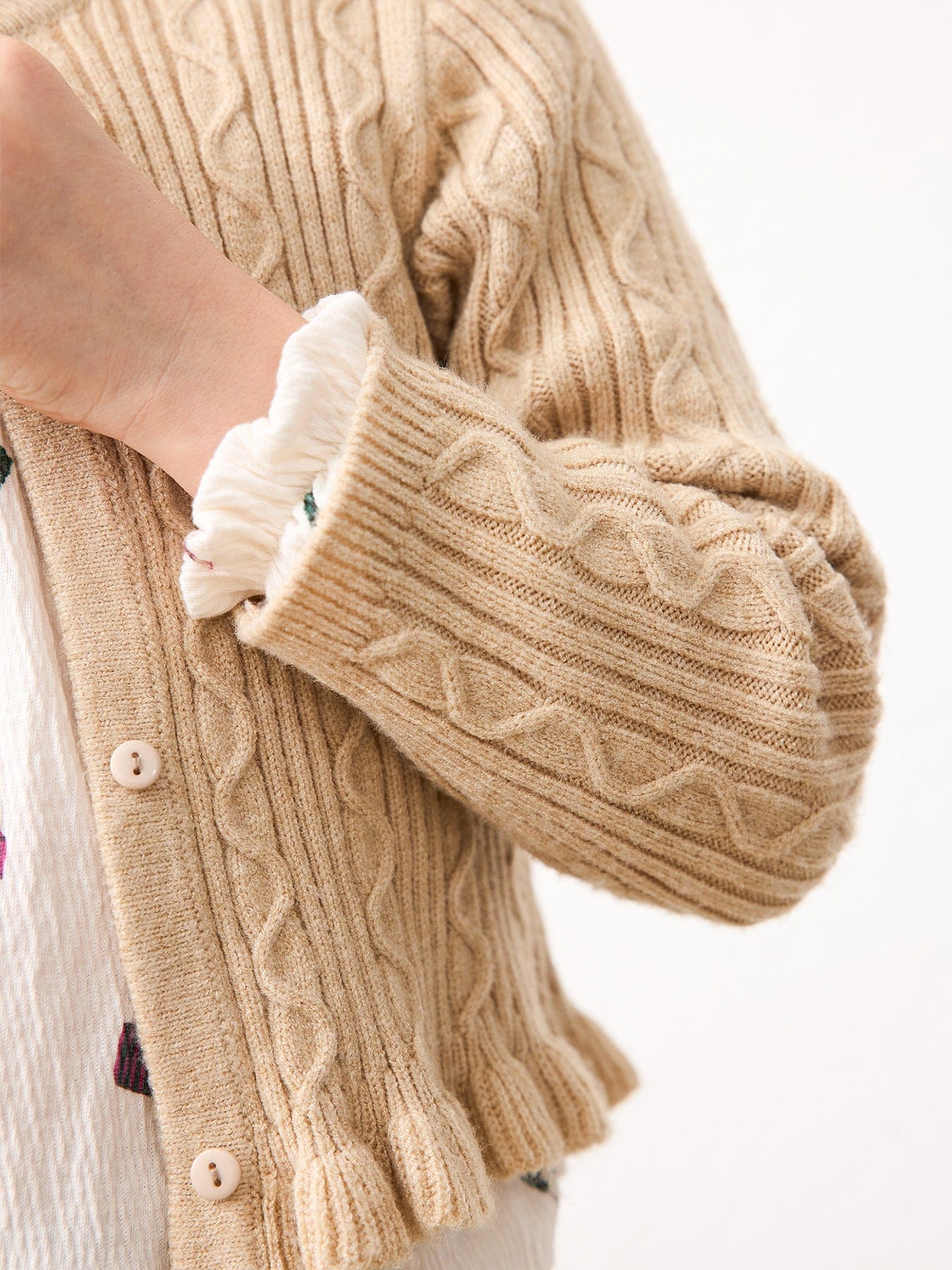 Mayoral Kids' Faux Fur Collar Cardigan