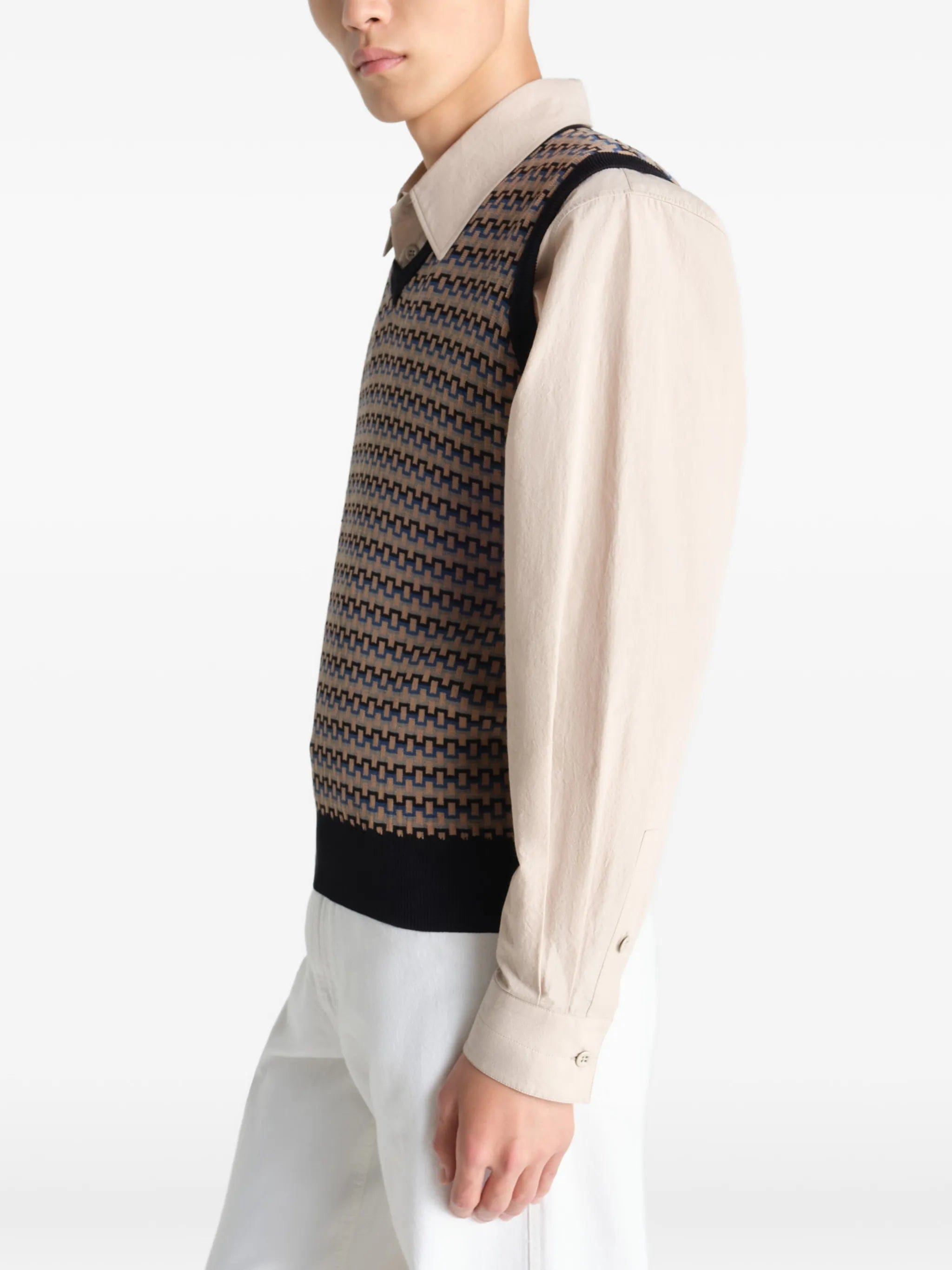 Lemaire patterned V - neck vest