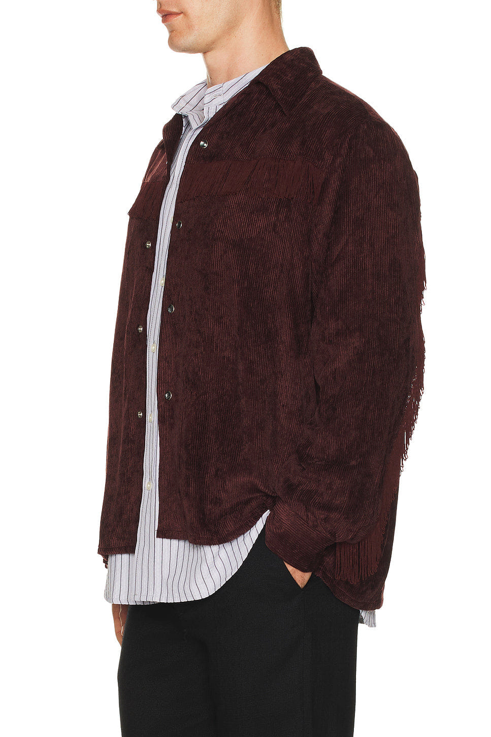 Needles Fringe Open Collar Shirt Rayon Corduroy