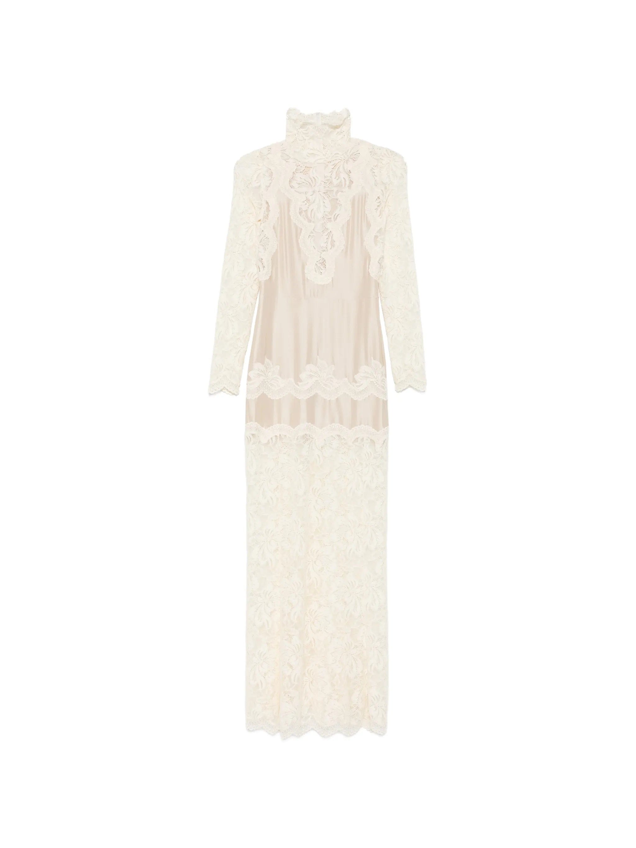 Rabanne lace - panelled long - sleeve maxi dress