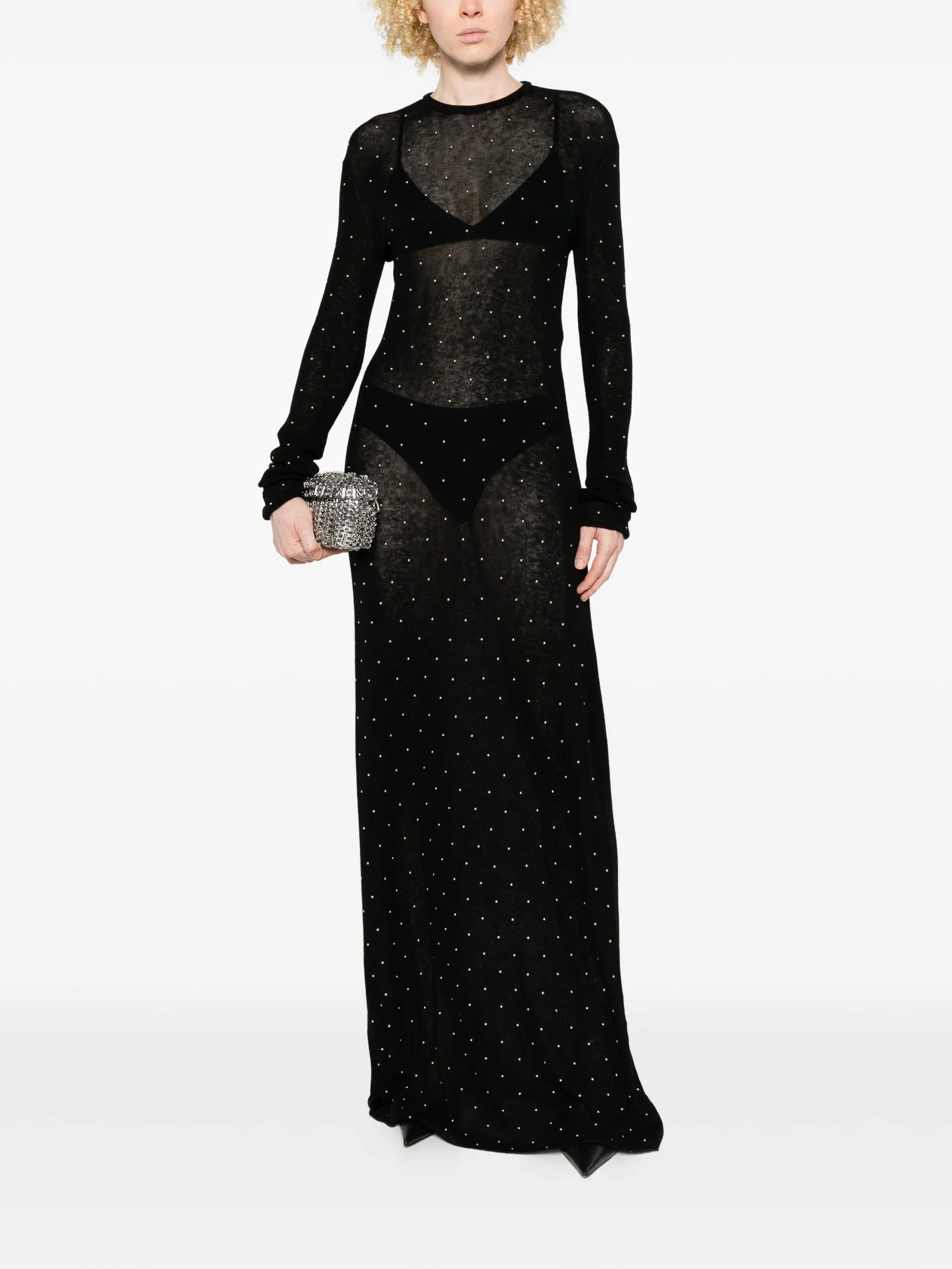 Rabanne studded long - sleeve maxi dress