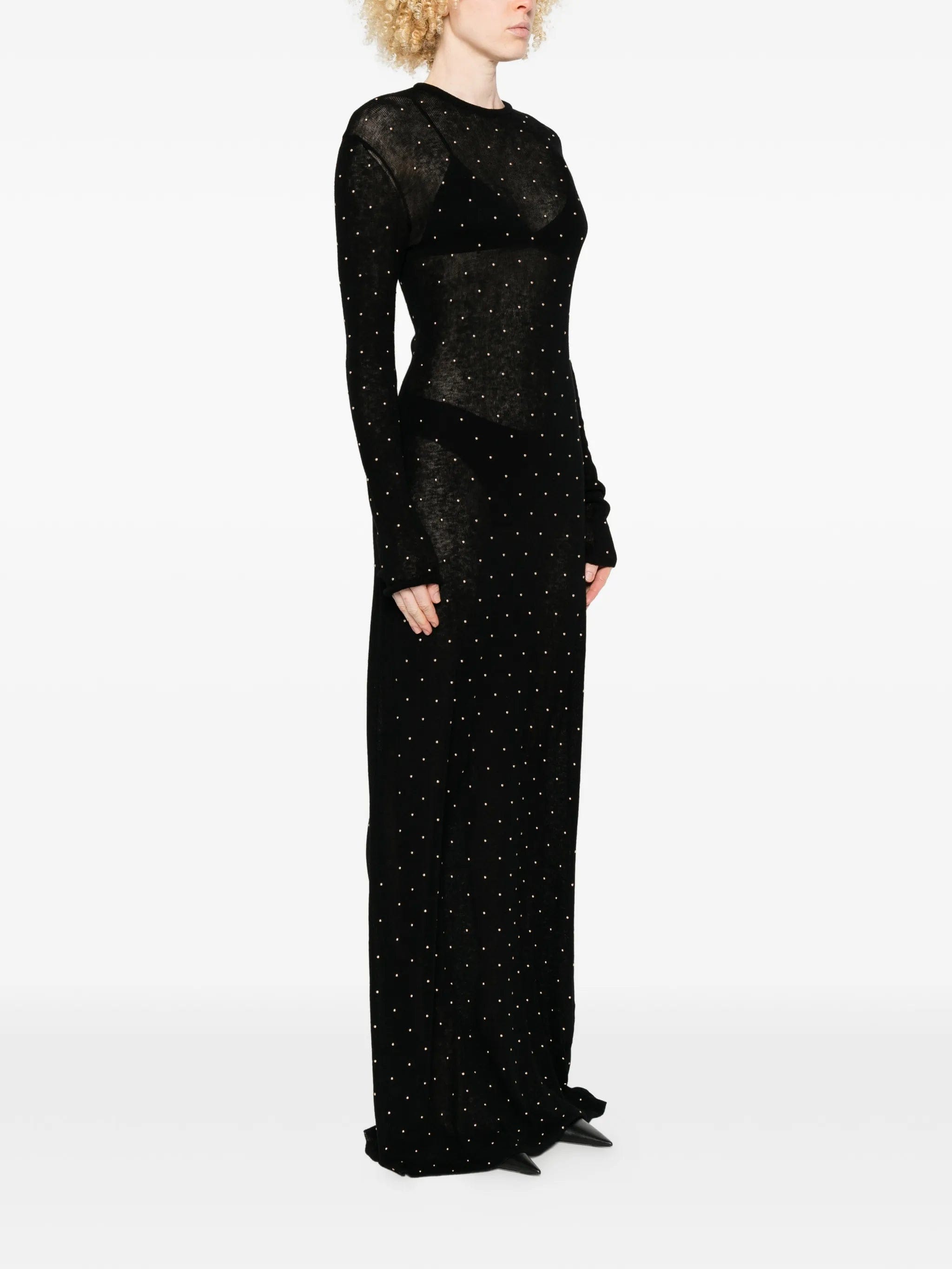 Rabanne studded long - sleeve maxi dress