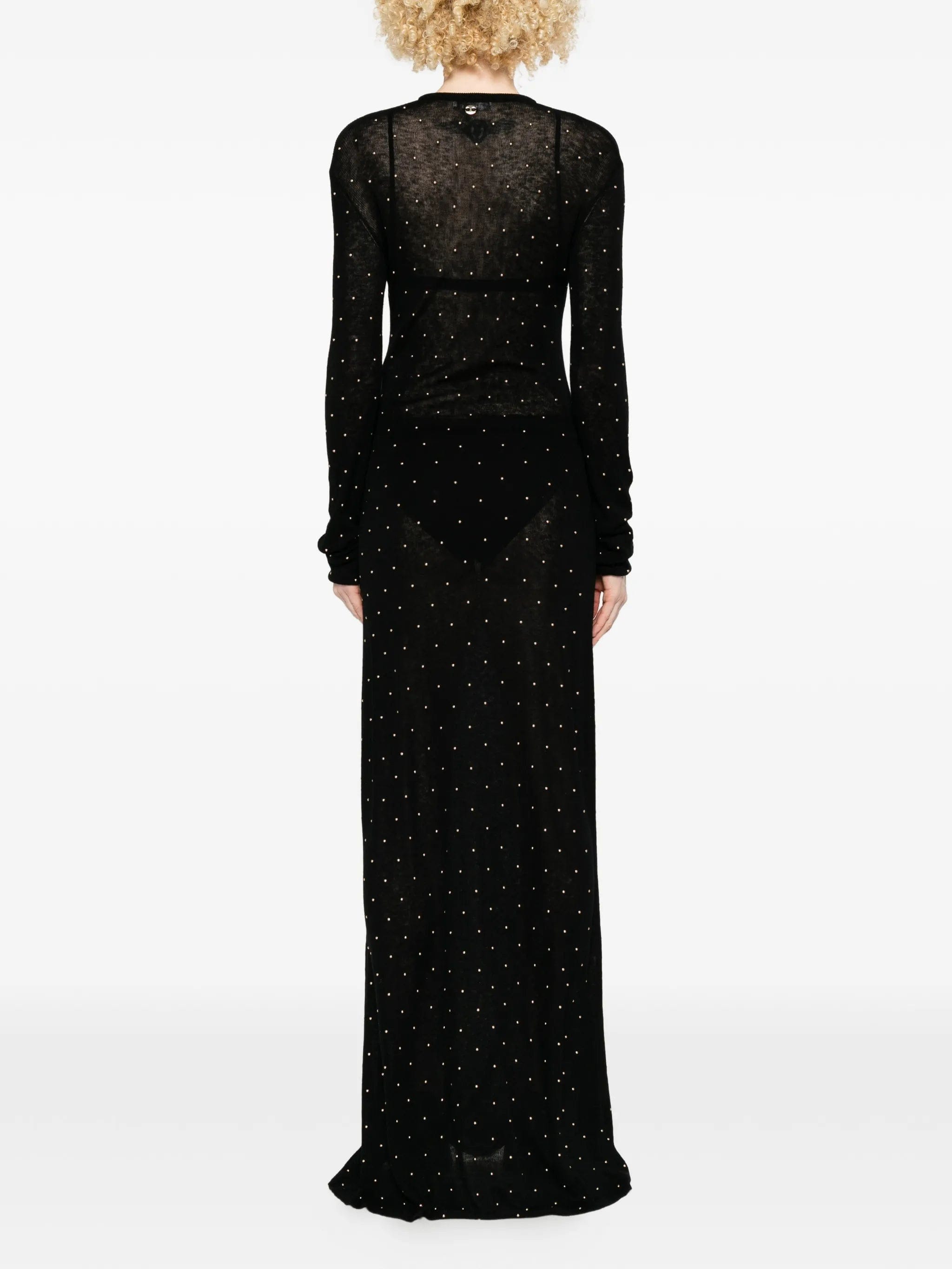Rabanne studded long - sleeve maxi dress