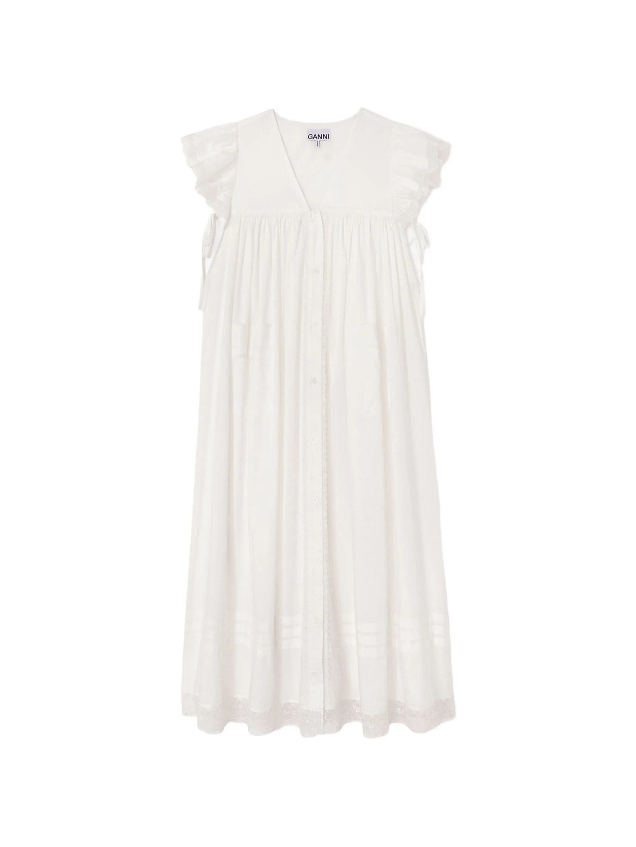 GANNI lace - trim ruffled dress
