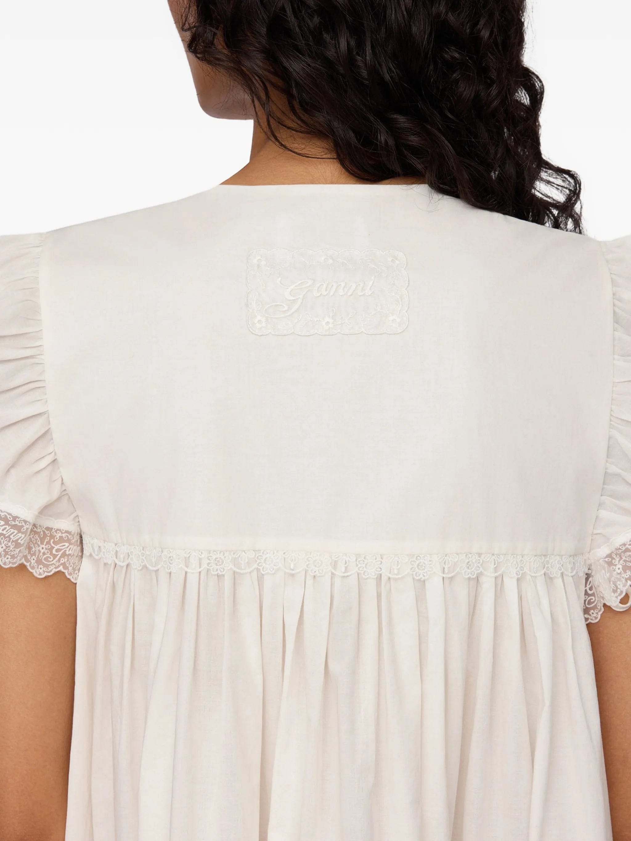 GANNI lace - trim ruffled dress
