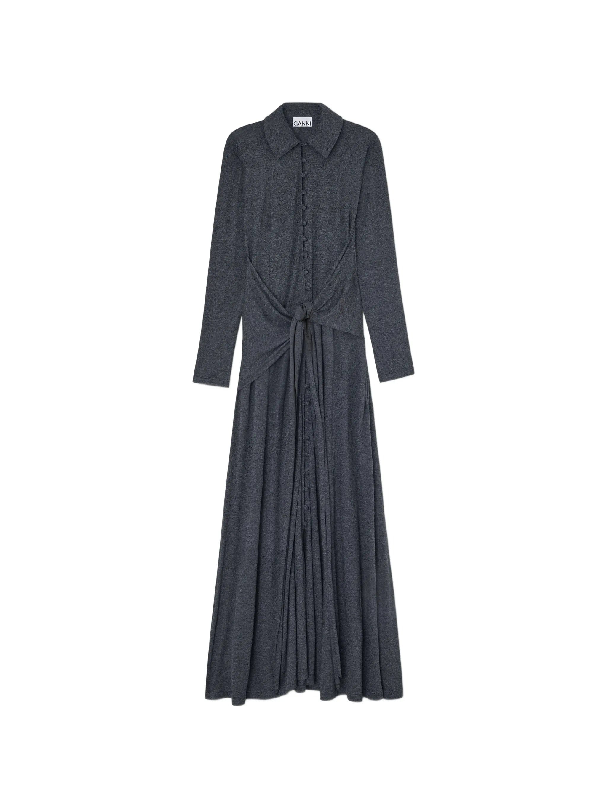 GANNI buttoned tie - waist maxi dress