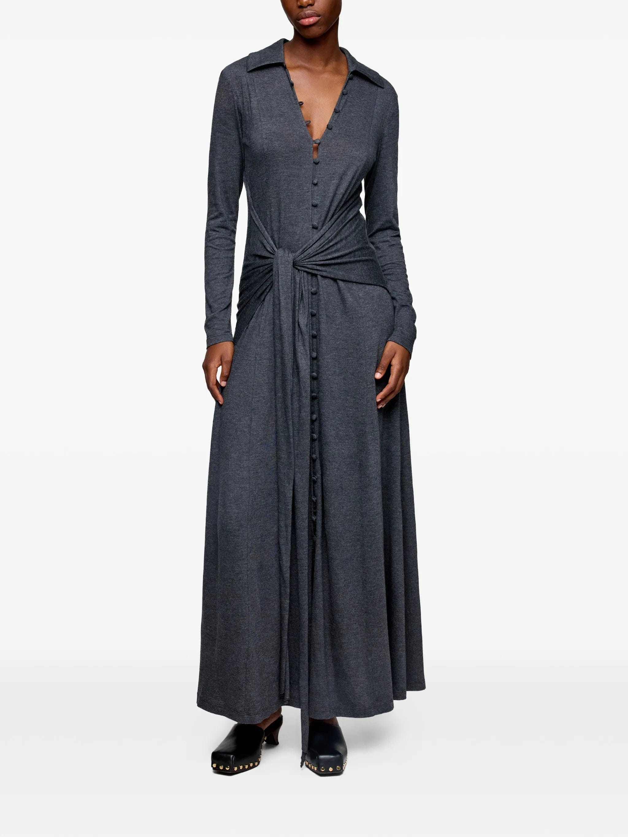 GANNI buttoned tie - waist maxi dress