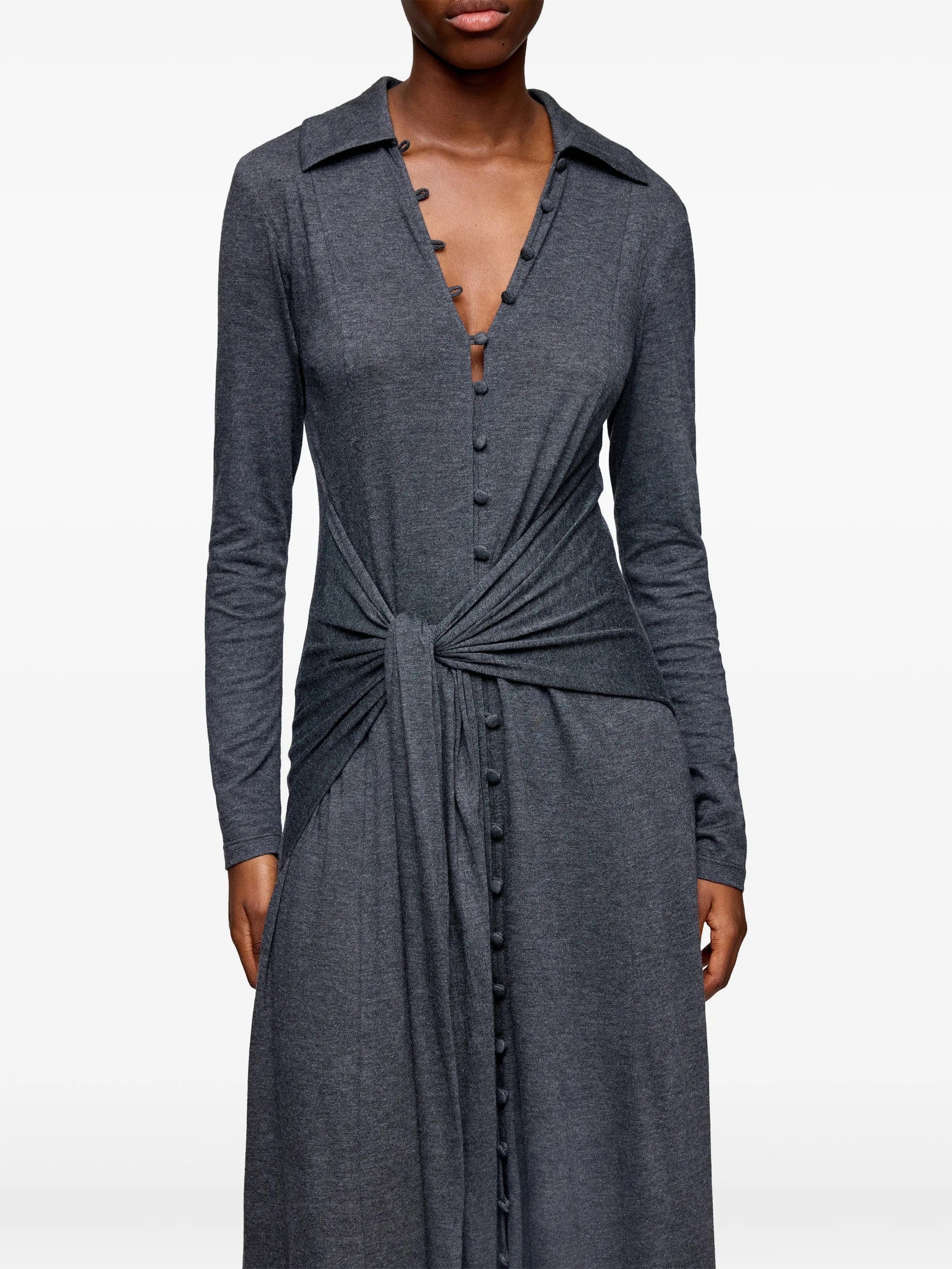 GANNI buttoned tie - waist maxi dress