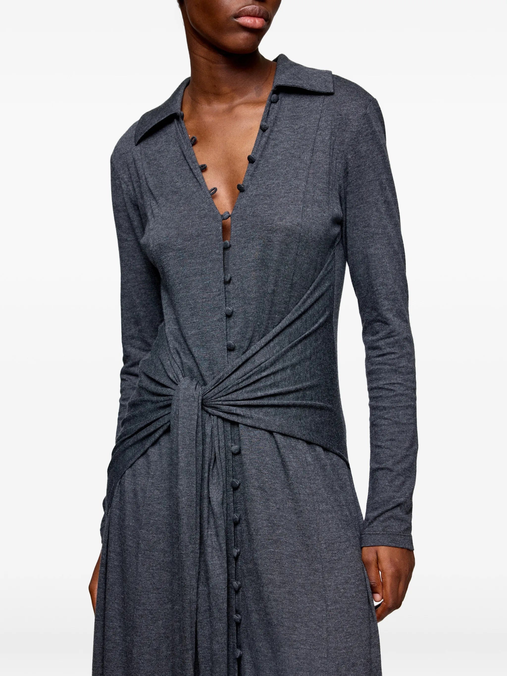GANNI buttoned tie - waist maxi dress