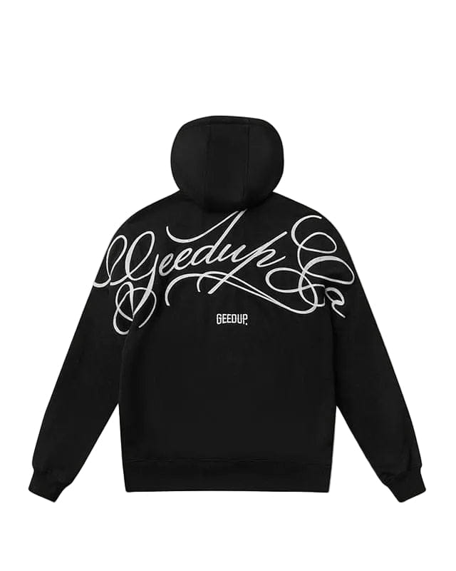 Geedup Cursive Logo Hoodie Black White
