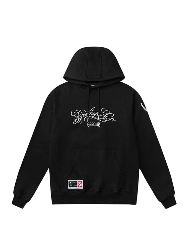 Geedup Cursive Logo Hoodie Black White