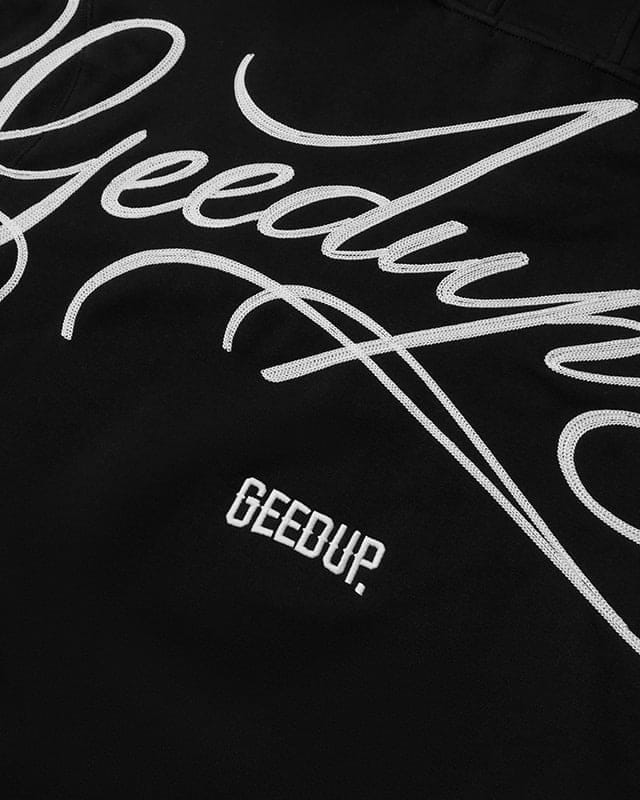 Geedup Cursive Logo Hoodie Black White